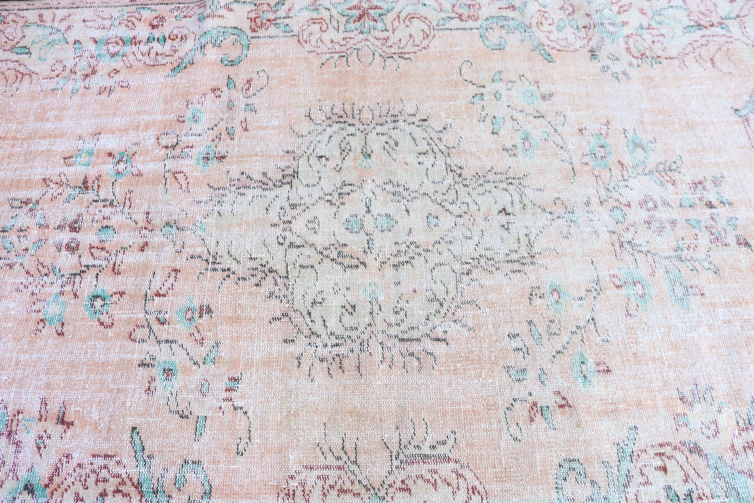 Dining Room Rugs, Anatolian Rug, Turkish Rugs, Vintage Rug, Aztec Rug, Neutral Rug, Living Room Rug, Pink Oushak Rug, 4.9x8.4 ft Large Rugs