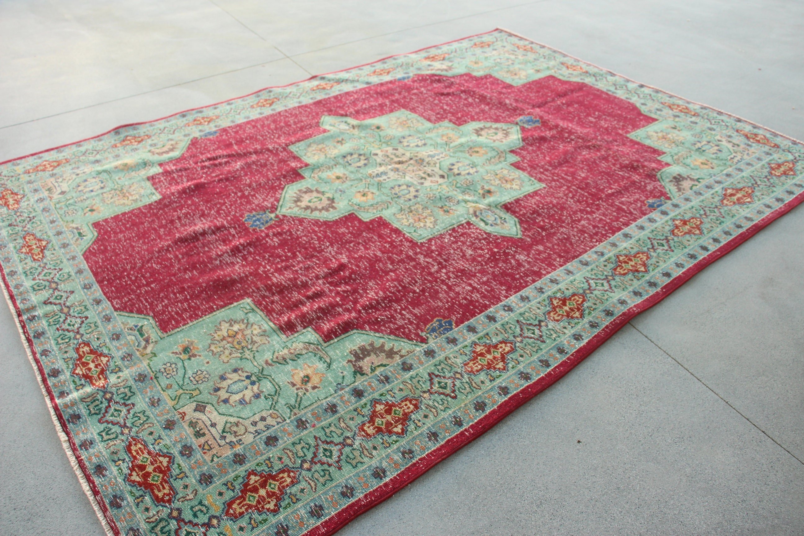 Boho Rug, Saloon Rugs, Oriental Rugs, Oversize Turkish Rug, Vintage Rugs, Turkish Rugs, 7.4x10 ft Oversize Rugs, Red Oriental Rugs