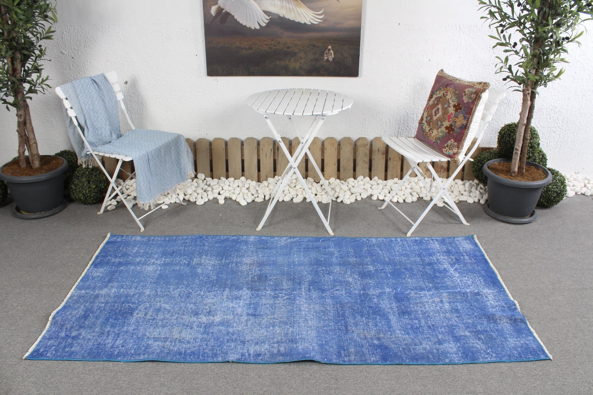 Mavi Mutfak Halıları, Boho Halısı, Fas Halıları, Çocuk Halısı, 3,3x6,9 ft Accent Halıları, Vintage Halı, Ev Dekor Halısı, Yatak Odası Halıları, Türk Halısı