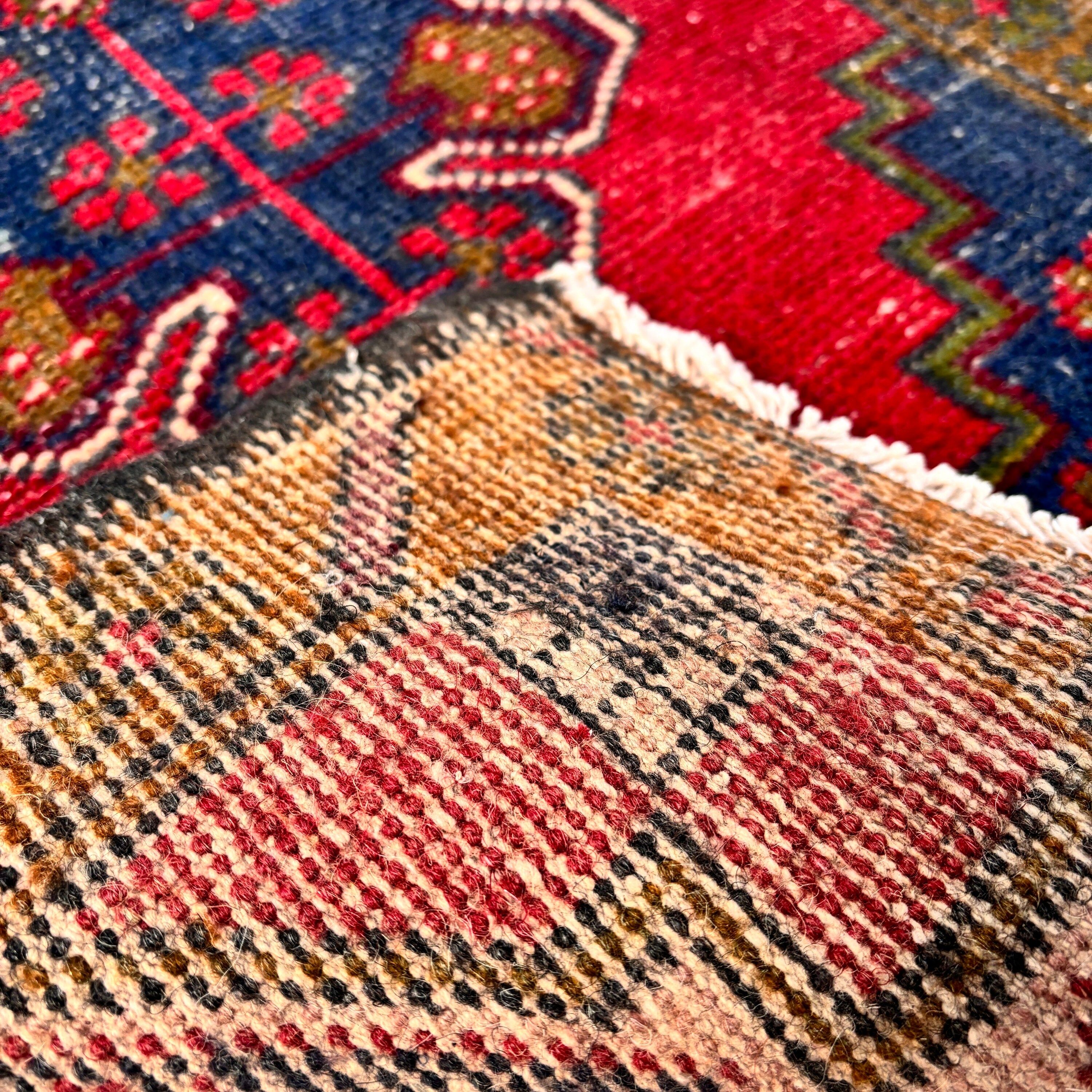 Turkish Rugs, Vintage Rug, Ethnic Rug, Geometric Rug, Small Area Rug, Kitchen Rug, Red Cool Rugs, 1.7x3.8 ft Small Rug, Small Vintage Rug