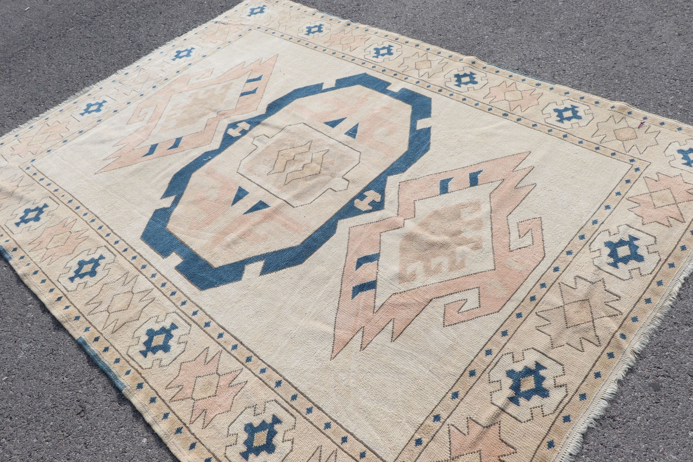 Vintage Rug, Dining Room Rugs, Cool Rugs, Moroccan Rug, Turkish Rug, Blue Anatolian Rugs, Aesthetic Rug, Bedroom Rug, 5.9x8.1 ft Large Rug