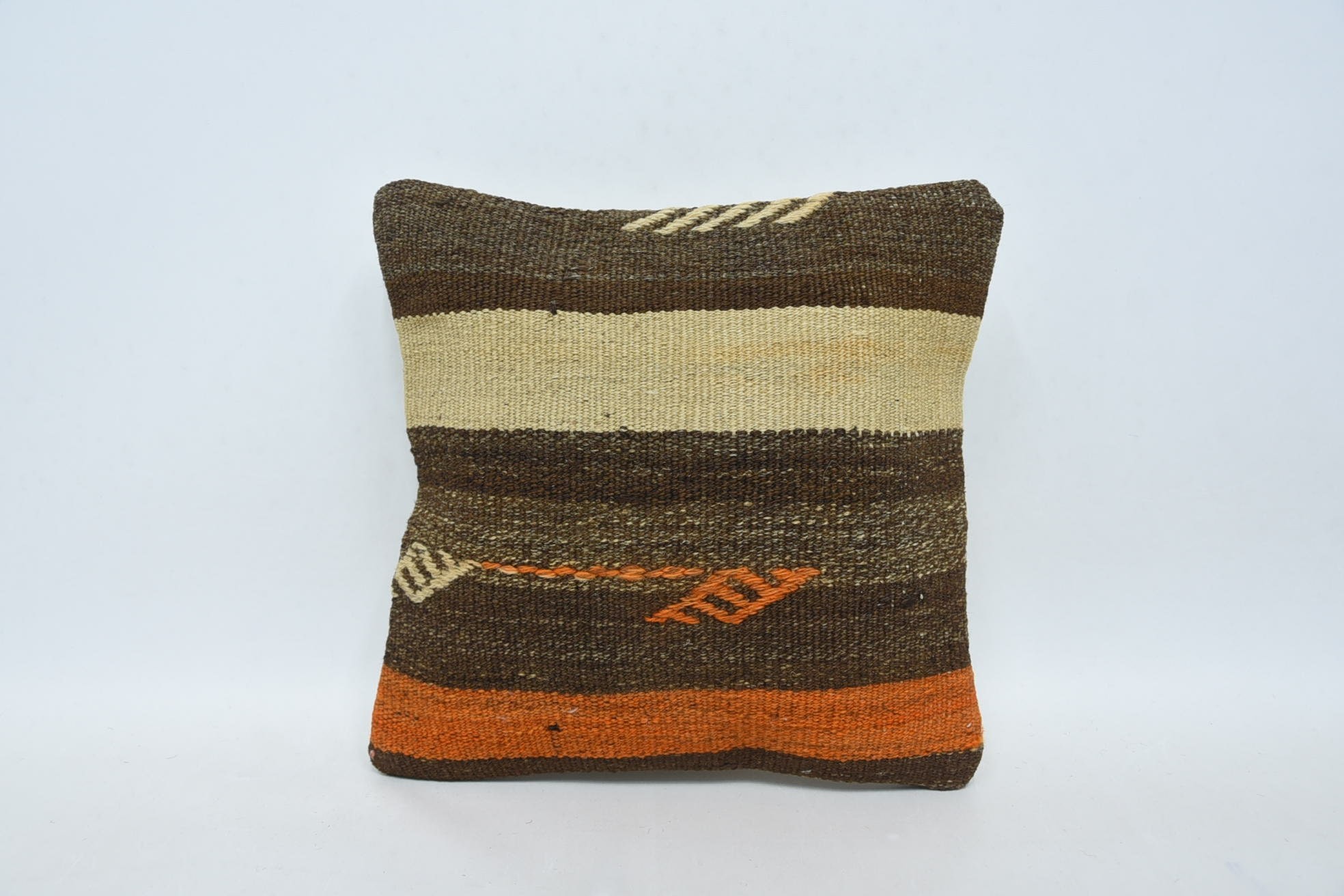 Wholesale Pillow Case, 12"x12" Brown Cushion, Crochet Pattern Pillow Case, Kilim Pillow, Boho Pillow, Kilim Cushion Sham