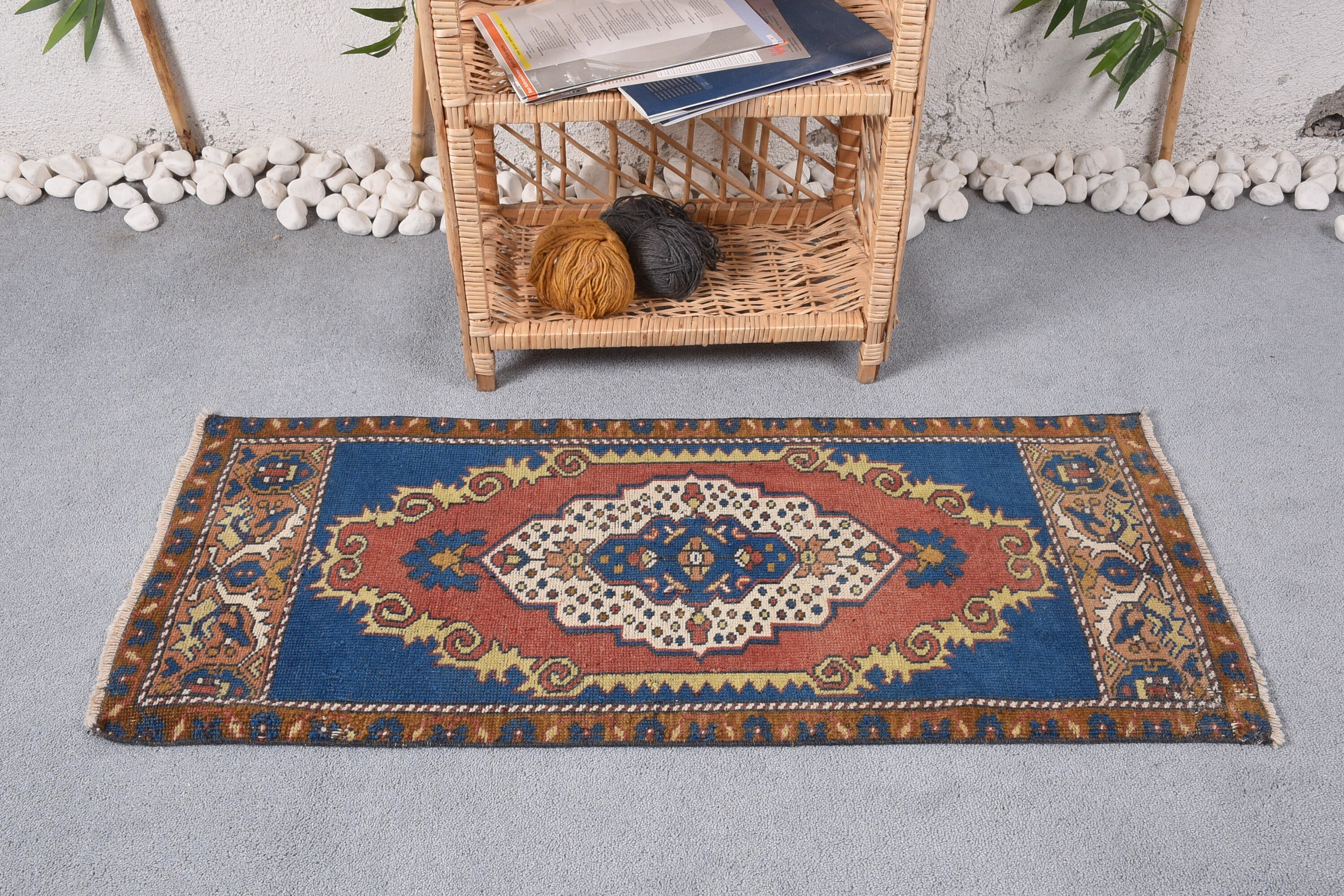 Office Rug, Turkish Rugs, Wool Rug, Dorm Rug, Car Mat Rugs, Vintage Rug, Bedroom Rug, 1.5x3.7 ft Small Rugs, Rugs for Bath, Home Decor Rug