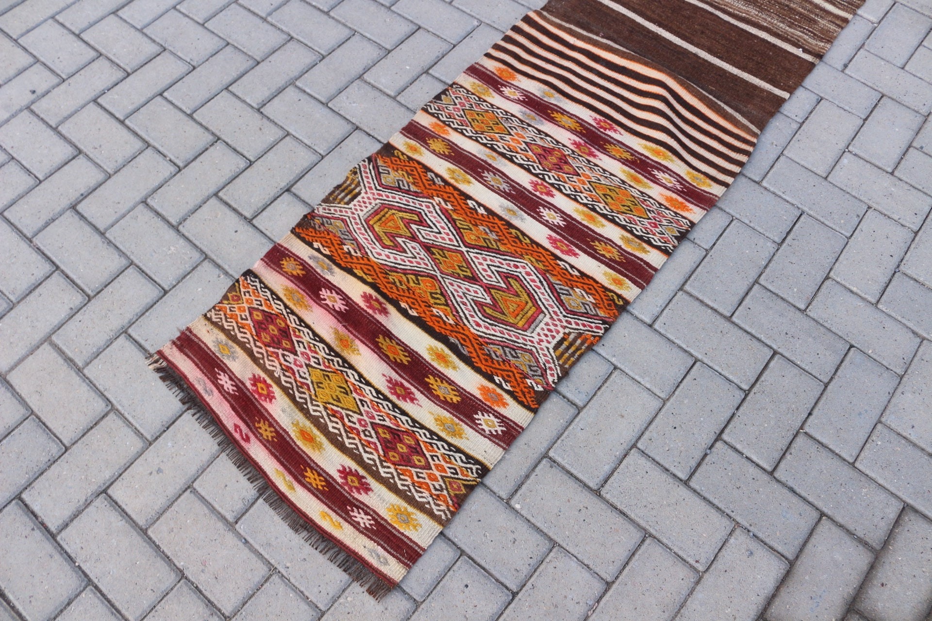 Havalı Halılar, Kilim, Koridor Halıları, Merdiven Halıları, 1,9x7,4 ft Runner Halıları, Sessiz Halı, Vintage Halılar, Kahverengi Oryantal Halılar, Oushak Halı, Türk Halısı