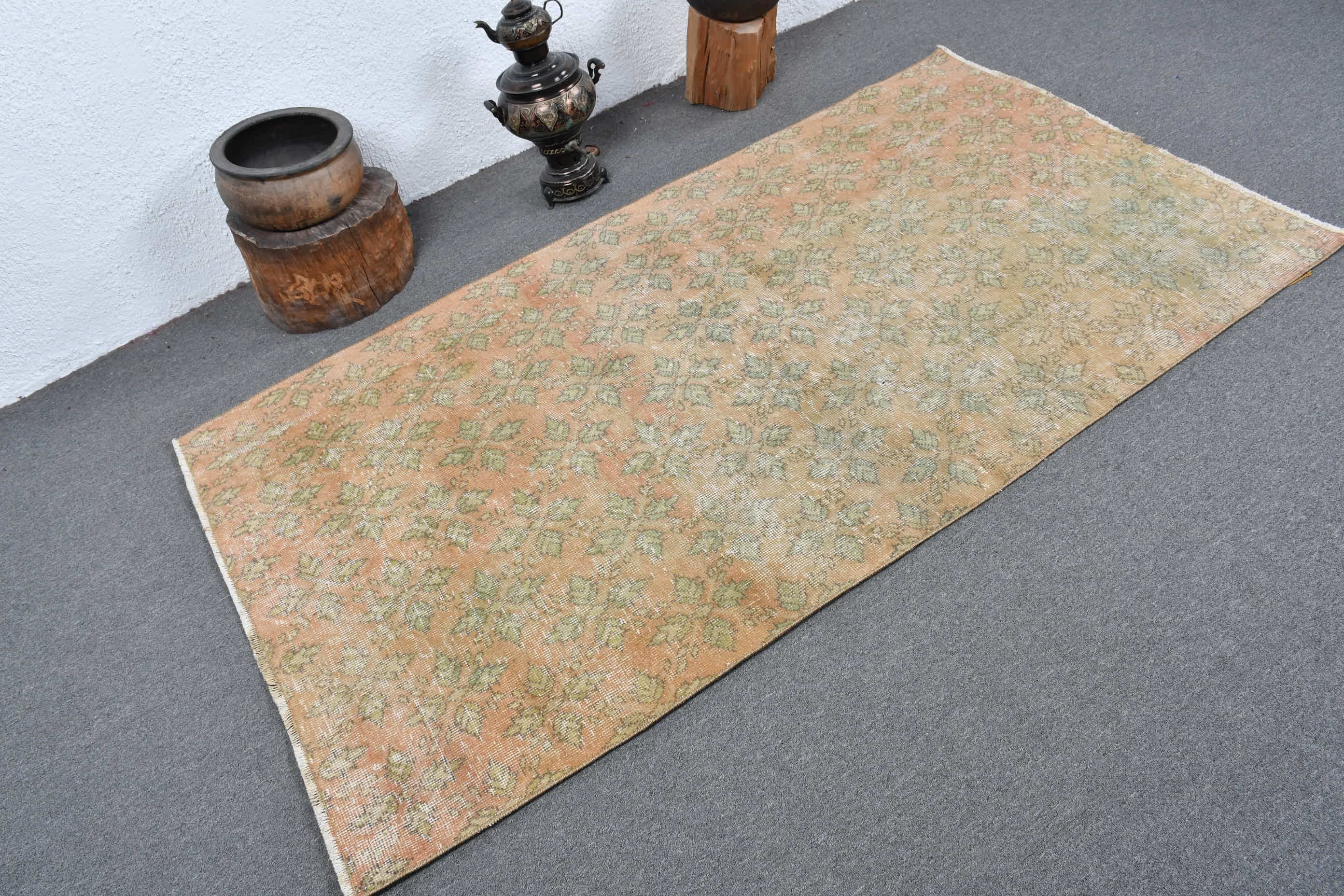 Living Room Rug, 3.7x6.7 ft Area Rug, Tribal Rug, Turkish Rugs, Rugs for Nursery, Orange Bedroom Rug, Antique Rugs, Floor Rugs, Vintage Rug