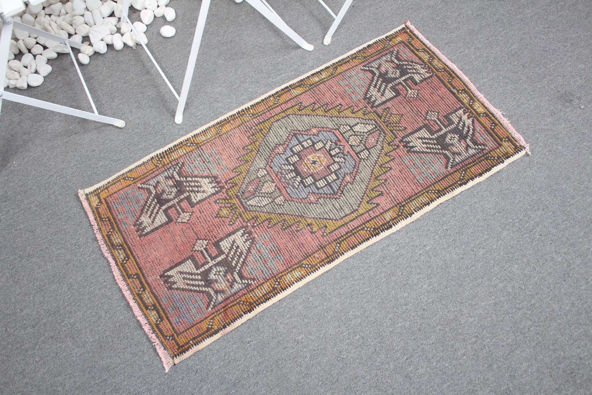 Kitchen Rug, Pink Oushak Rug, 1.7x3.4 ft Small Rug, Wall Hanging Rug, Cute Bath Mat Rug, Entry Rug, Oriental Rugs, Turkish Rug, Vintage Rug