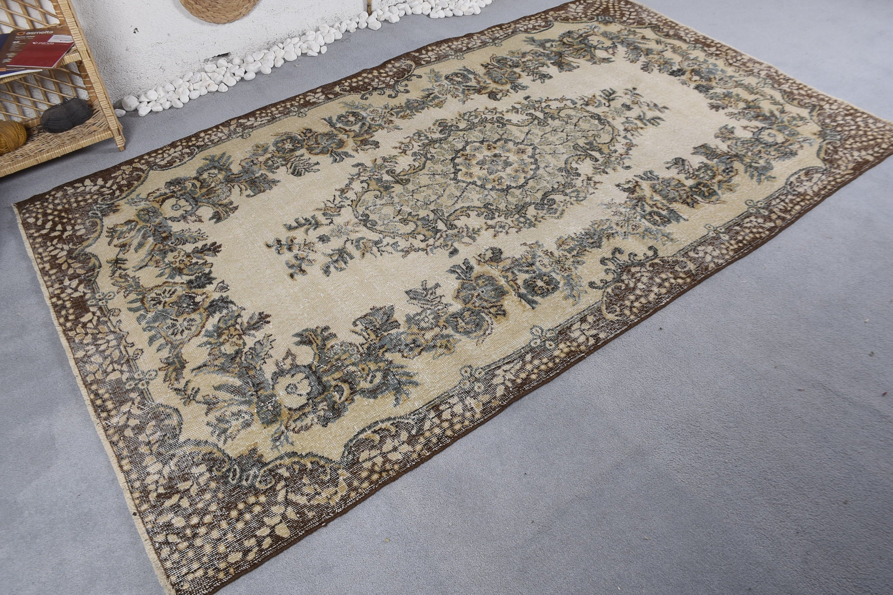 Cool Rug, Dining Room Rug, Rugs for Living Room, Vintage Rug, 5.3x9 ft Large Rug, Beige Bedroom Rug, Turkish Rug, Salon Rug