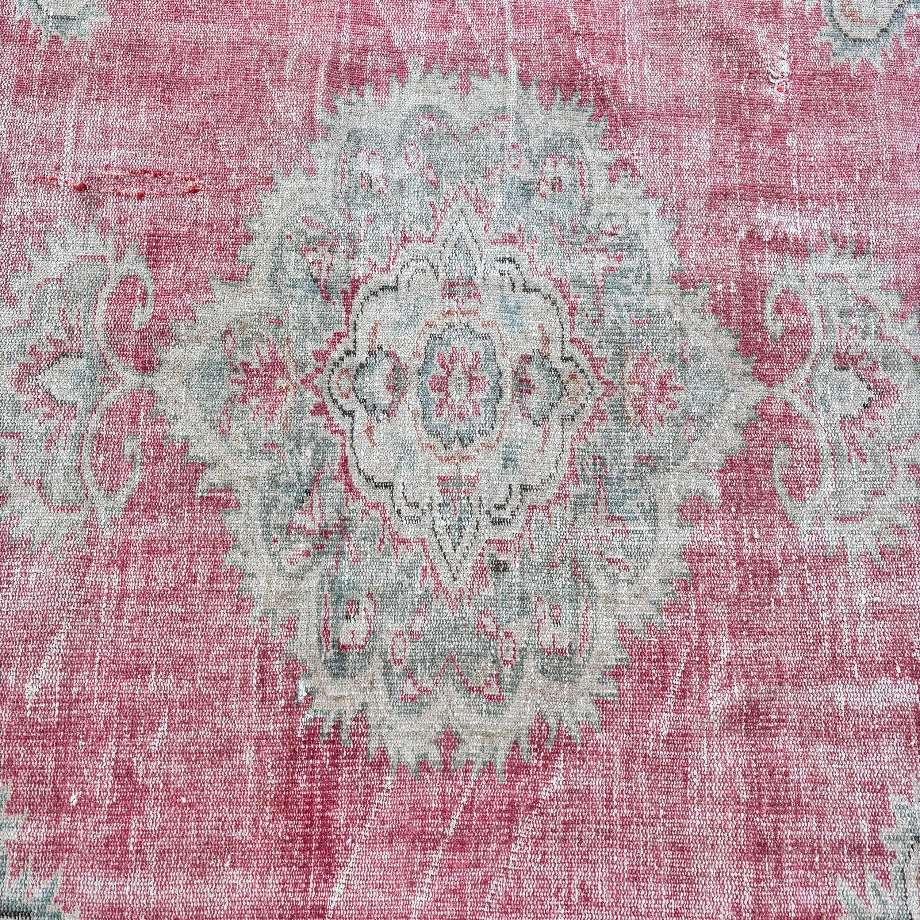 Turkish Rug, Bedroom Rugs, Rugs for Bedroom, Vintage Rugs, Oriental Rug, Large Boho Rug, 6x8.8 ft Large Rug, Pink Floor Rugs, Oushak Rug