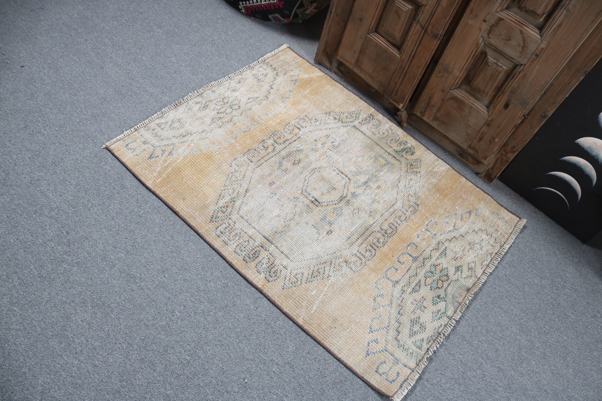 2,8x3,7 ft Küçük Halı, Giriş Halıları, Vintage Halılar, Duvara Asma Halılar, Türk Halısı, Mutfak Halısı, El Dokuma Halılar, Sarı Düz ​​Dokuma Halılar