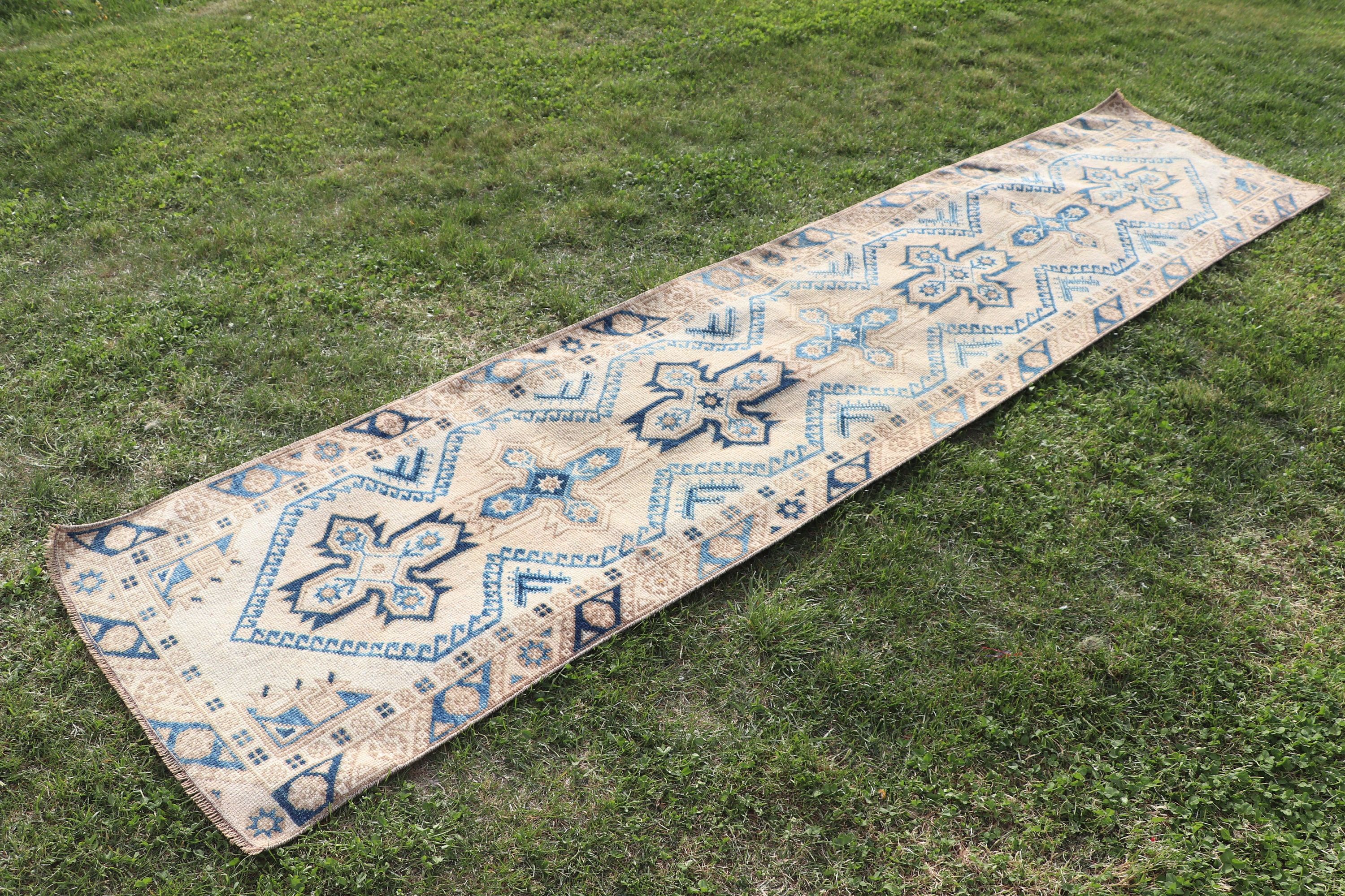 Long Runner Rugs, Outdoor Rug, Stair Rug, Vintage Rugs, Boho Rugs, 2.2x9.7 ft Runner Rug, Oushak Rugs, Beige Cool Rugs, Turkish Rug