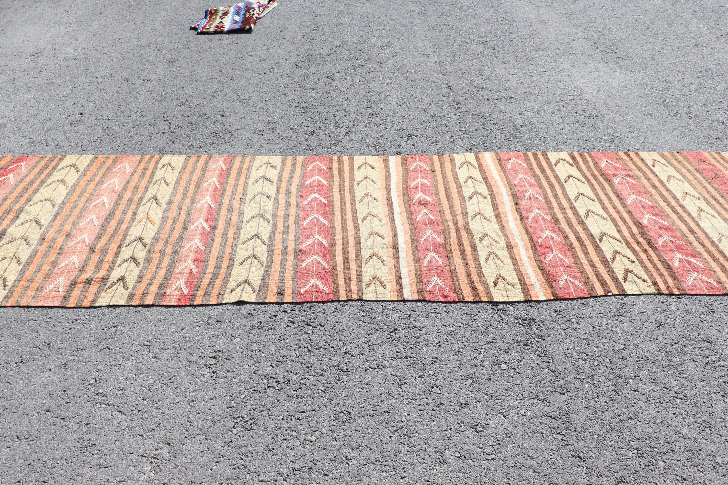 Vintage Rug, Aztec Rug, 3.1x12.5 ft Runner Rug, Stair Rug, Turkish Rug, Kilim, Corridor Rug, Beige Moroccan Rug, Oriental Rug