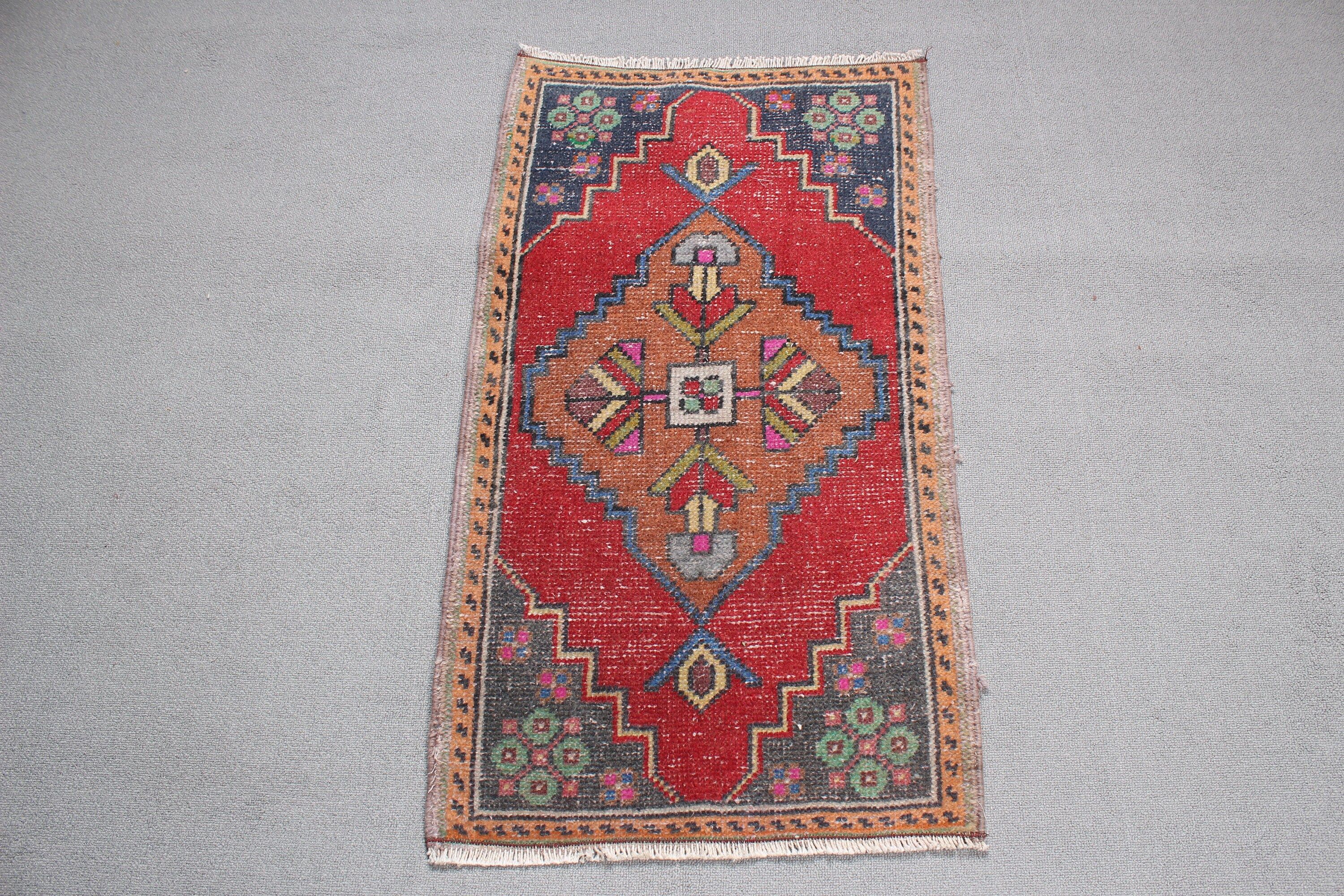 1.7x3.1 ft Küçük Halı, Küçük Alan Halıları, Giriş Halıları, Kırmızı Yün Halılar, Türk Halıları, Vintage Halı, Antika Halılar, Yün Halı, Küçük Boho Halıları