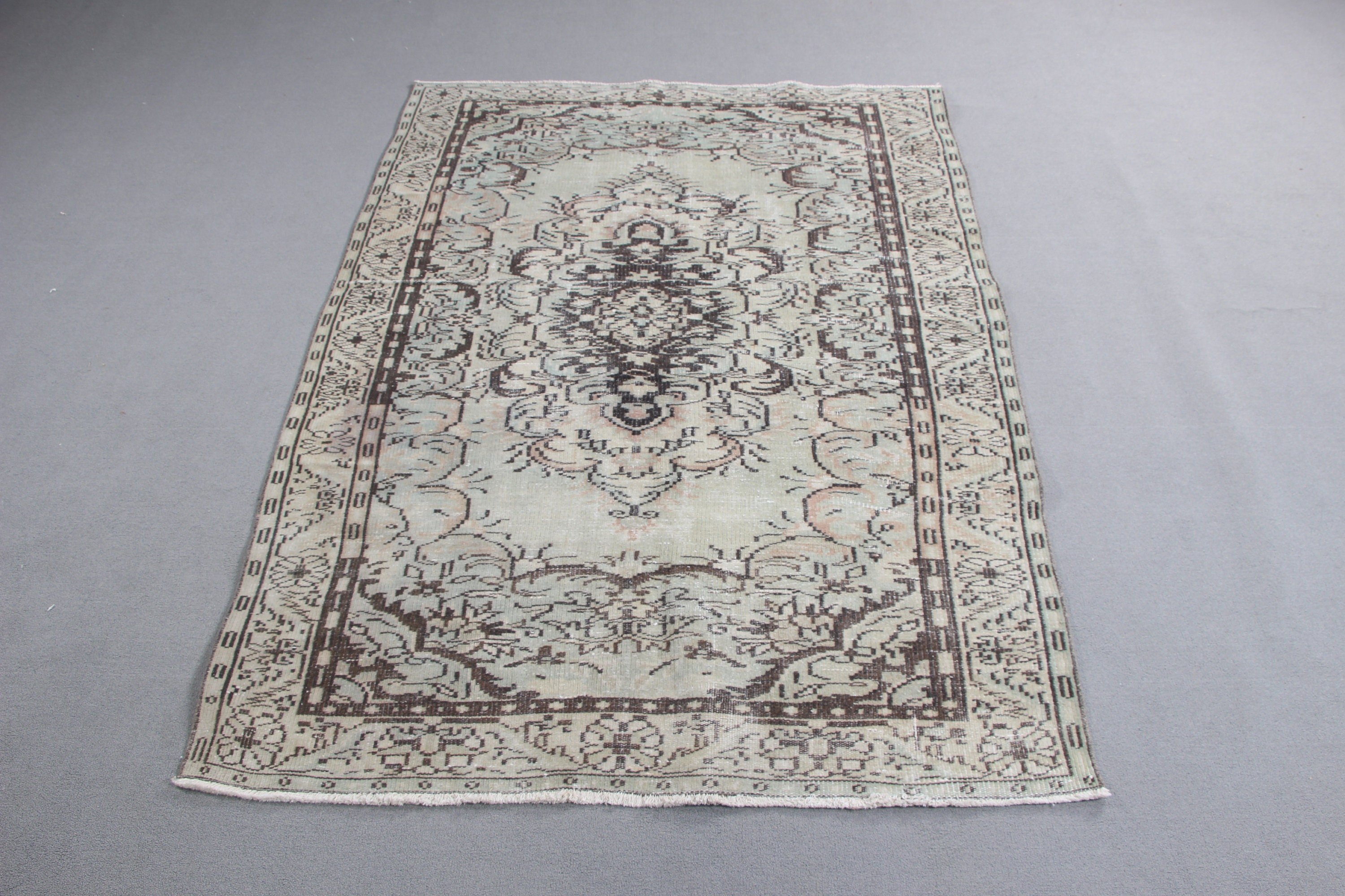 Vintage Halılar, Ev Dekorasyonu Halıları, Türk Halısı, Büyük Vintage Halılar, Oturma Odası Halıları, 5.3x7.7 ft Büyük Halılar, Yatak Odası Halıları, Kahverengi Geometrik Halı