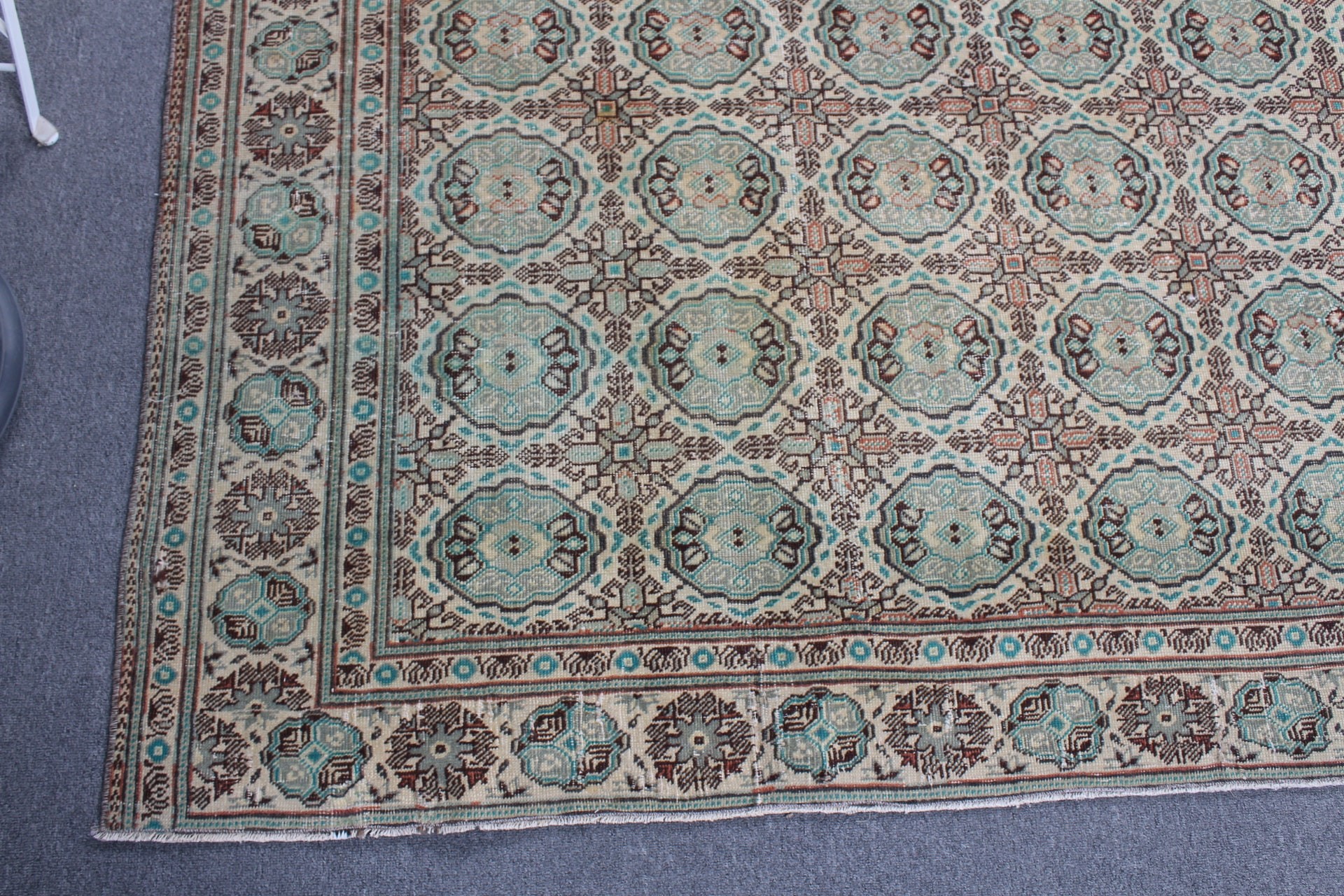 Antika Halılar, Göçebe Halısı, 6.4x9.8 ft Büyük Halılar, Vintage Halılar, Yemek Odası Halısı, Yatak Odası Halısı, Yeşil Antika Halı, Yer Halısı, Türk Halıları