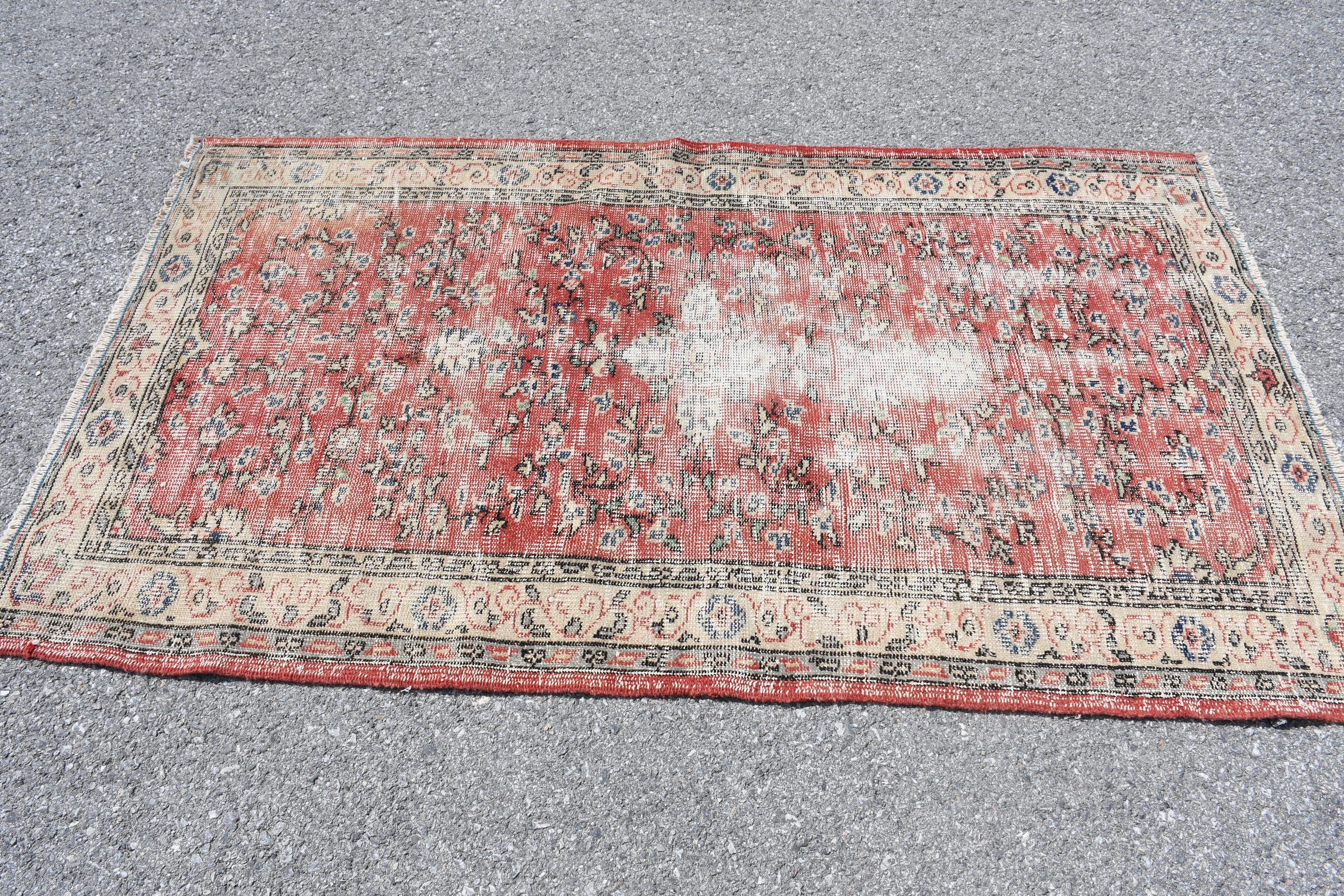 Bedroom Rug, Vintage Rugs, Turkish Rug, Rugs for Nursery, Beige Wool Rugs, 3.6x6.4 ft Accent Rug, Floor Rug, Turkey Rugs, Kitchen Rug