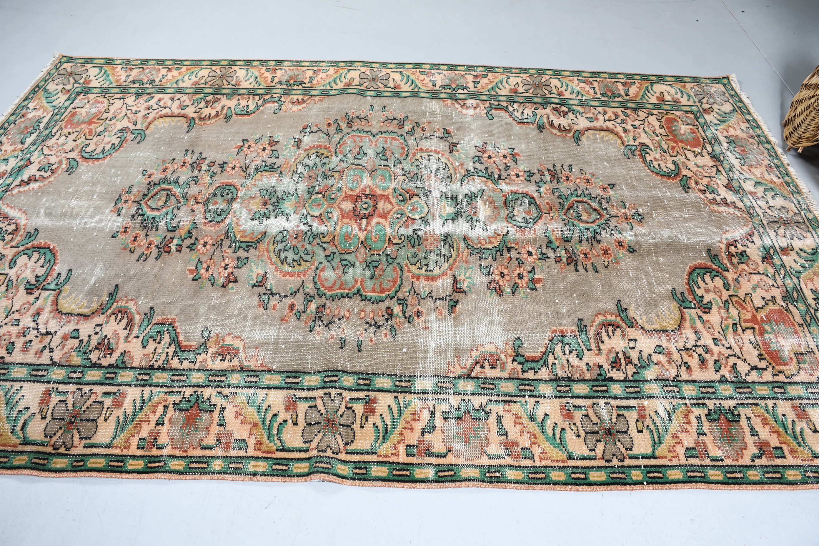 Havalı Halı, Salon Halısı, 5.9x9.1 ft Büyük Halılar, Türk Halısı, Vintage Halılar, Ev Dekorasyonu Halısı, Kahverengi Antika Halı, Yatak Odası Halısı, Geniş Alan Halısı Halıları