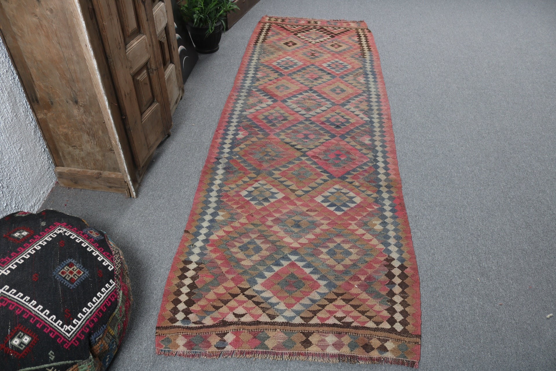 Pembe Lüks Halılar, Türk Halısı, Vintage Halılar, Dış Mekan Halıları, Uzun Yolluk Halıları, 2,9x8,6 ft Koşucu Halısı, Oushak Halıları, Koridor Halıları, Yer Halısı