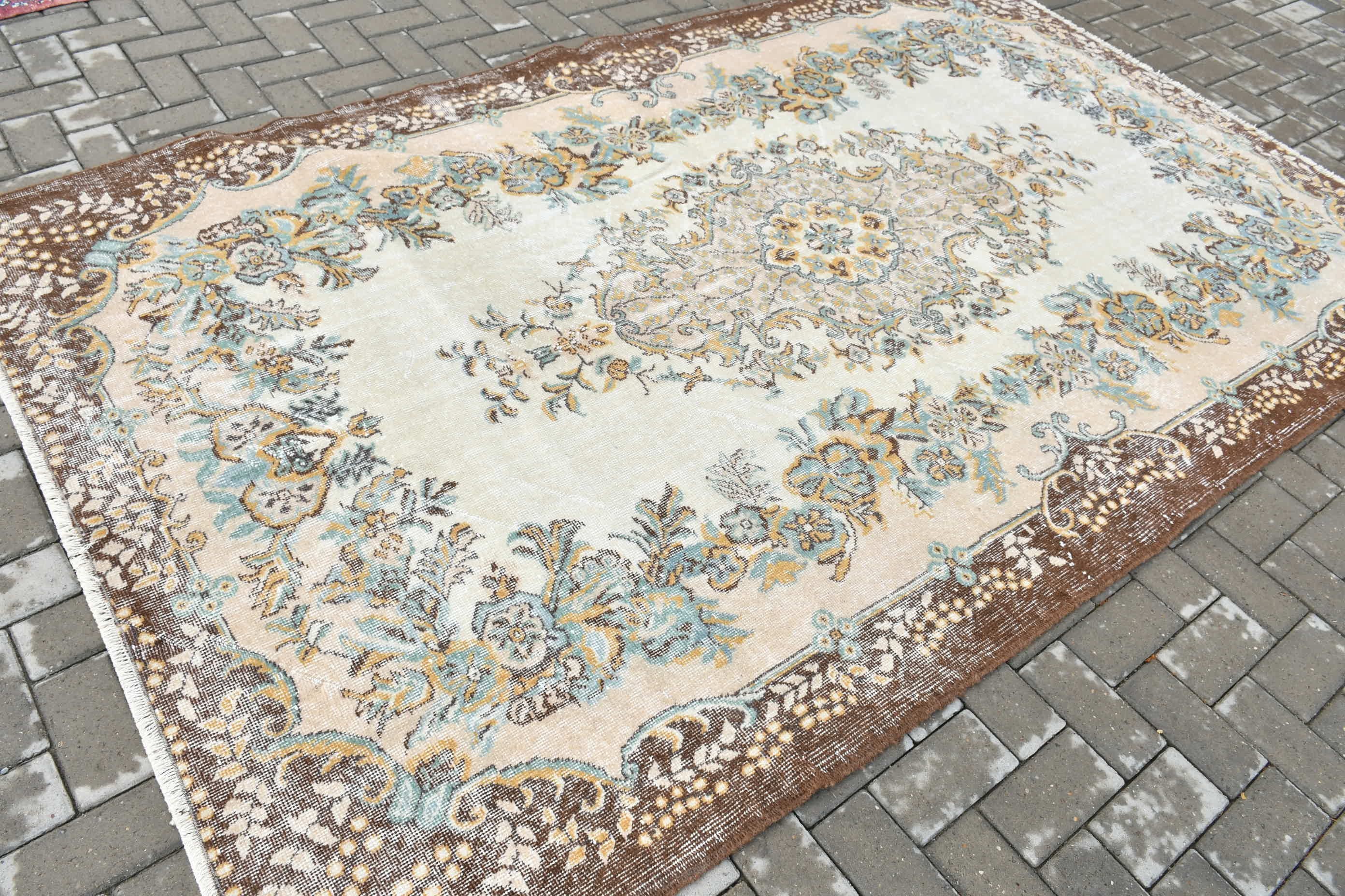 Living Room Rug, Vintage Rug, Rugs for Bedroom, Beige Antique Rugs, Cool Rug, Oriental Rug, Turkish Rug, Bedroom Rug, 5.7x9.4 ft Large Rug