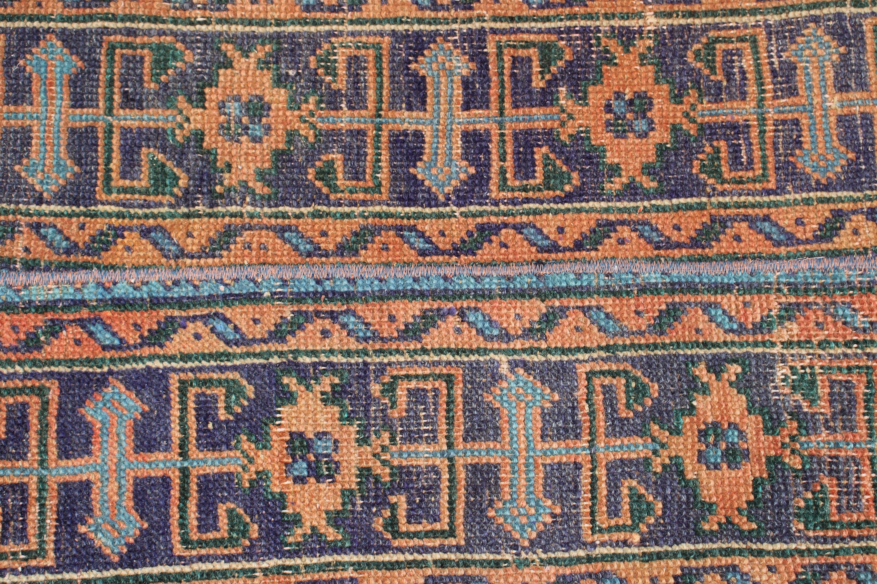 Small Vintage Rugs, Turkish Rug, Anatolian Rug, Handwoven Rug, Blue  1.7x3.9 ft Small Rugs, Wall Hanging Rug, Vintage Rugs