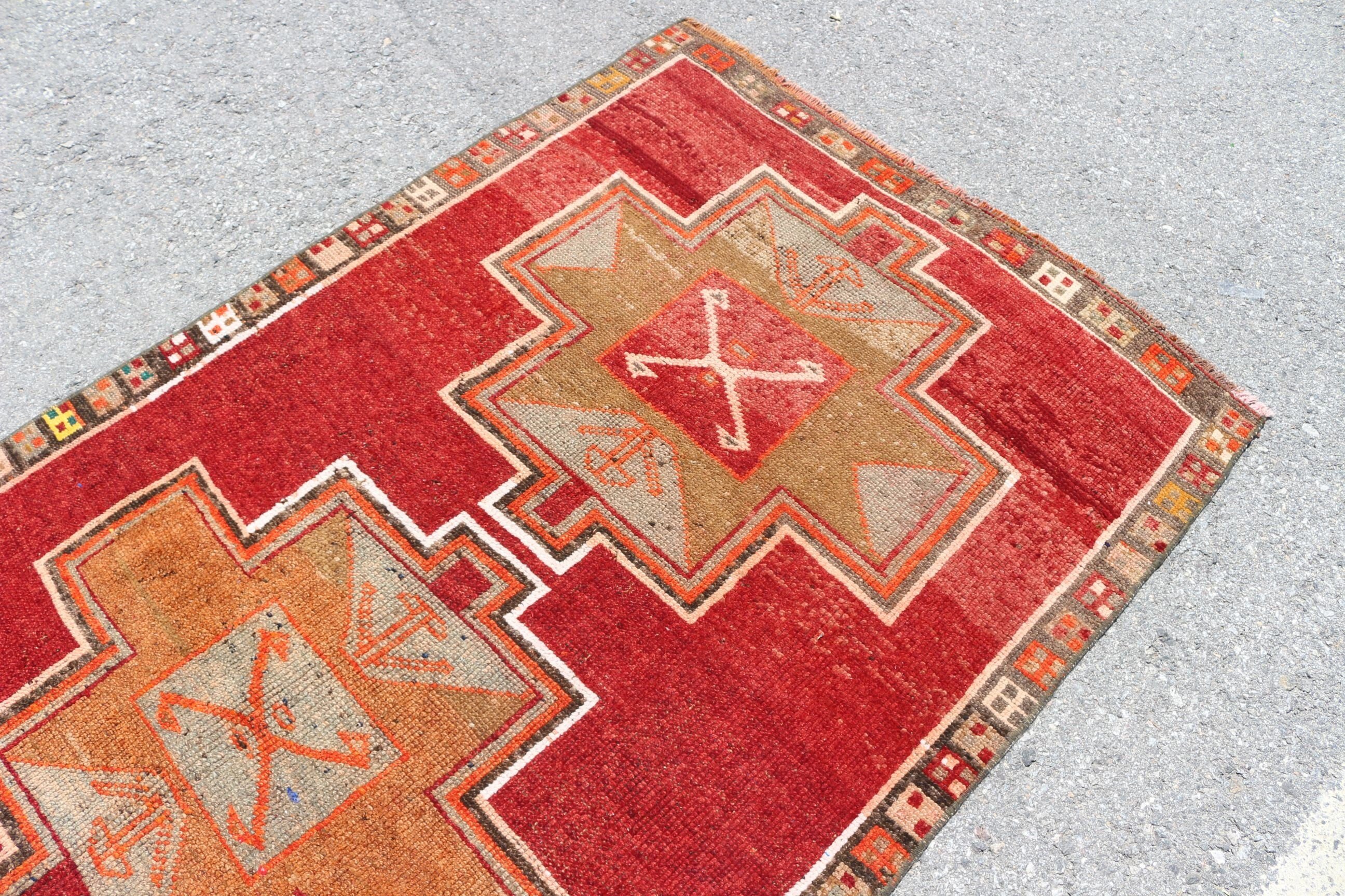 Turkish Rug, Vintage Rug, Boho Area Rug Rugs, Bedroom Rugs, Cool Rugs, Red Oushak Rugs, 4.2x7.9 ft Area Rug, Rugs for Area, Moroccan Rug