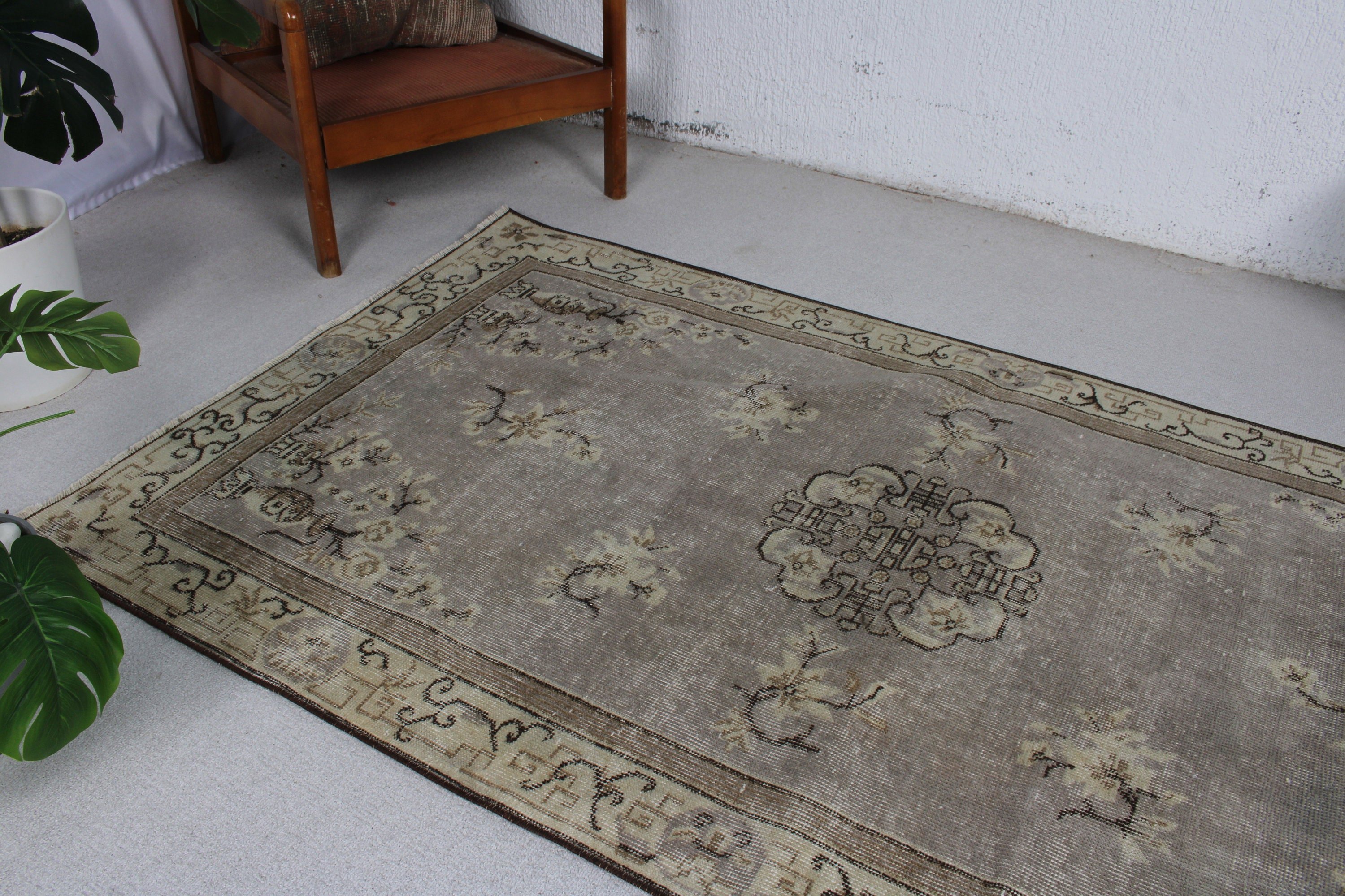 Boho Bölgesi Halıları, Türk Halıları, Lüks Halı, Yer Halısı, Vintage Halı, Yatak Odası Halıları, 3,7x6,6 ft Alan Halısı, Bej Nötr Halı, Fas Halıları