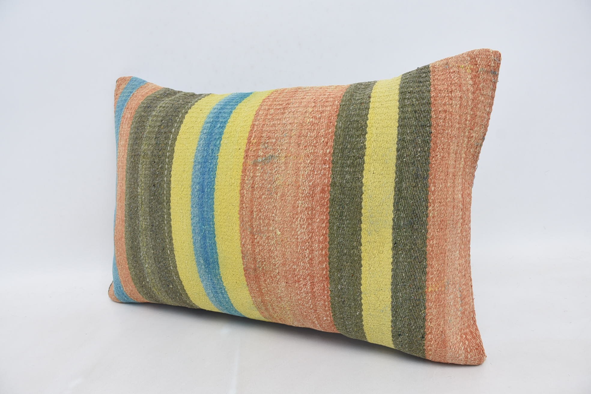 16"x24" Yellow Pillow Sham, Retro Pillow Sham, Handmade Rug Seat Pillow, Turkish Pillow, Interior Designer Pillow, Kilim Cushion Sham