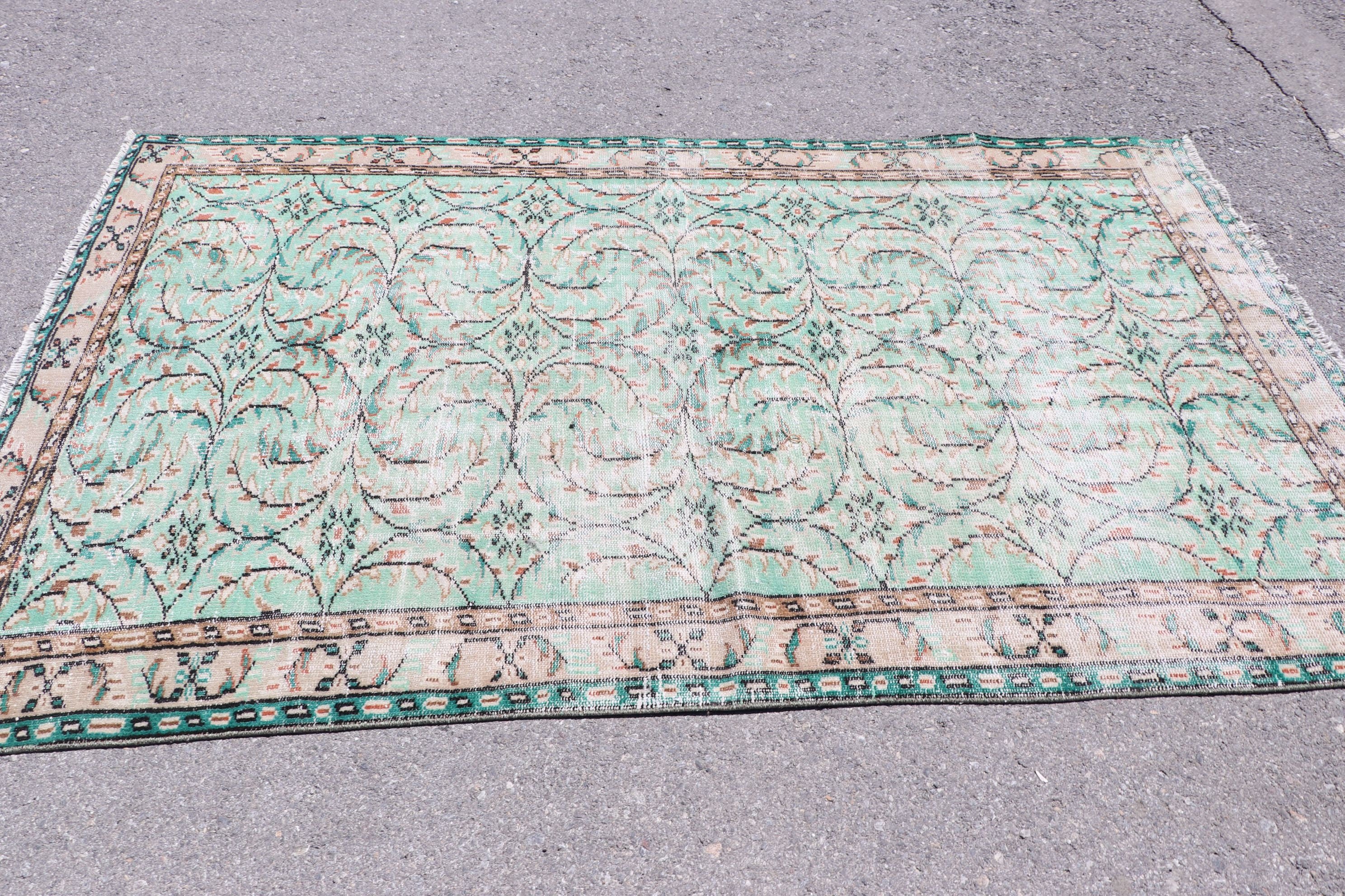 Dorm Rug, Vintage Rugs, Green Oushak Rugs, Floor Rugs, Antique Rug, Turkish Rug, Indoor Rug, 4.8x7.6 ft Area Rug, Oushak Rug, Rugs for Area