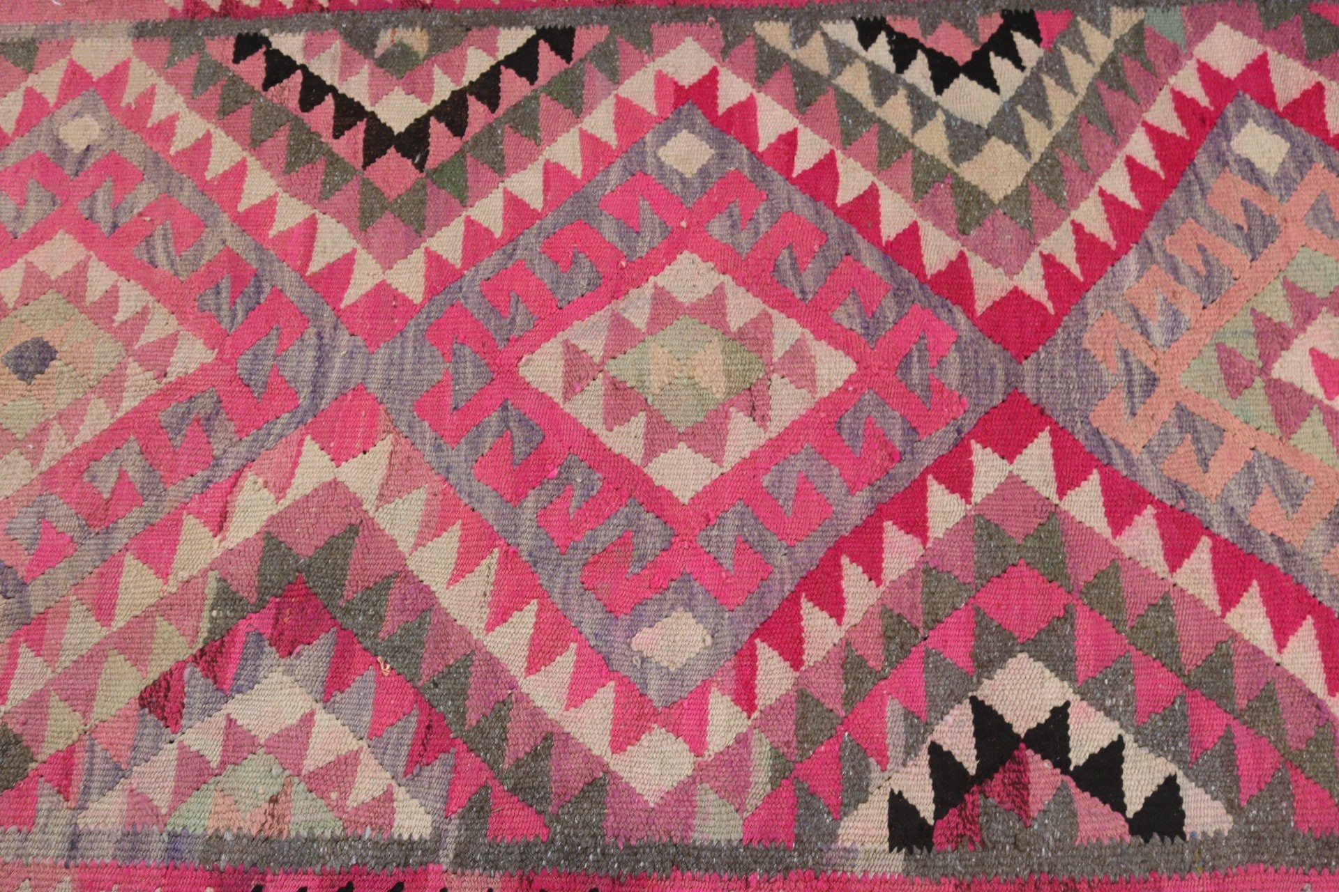 Handwoven Rug, Geometric Rug, 3.2x10.9 ft Runner Rug, Turkish Rug, Beni Ourain Runner Rugs, Pink Bedroom Rug, Vintage Rugs, Stair Rug