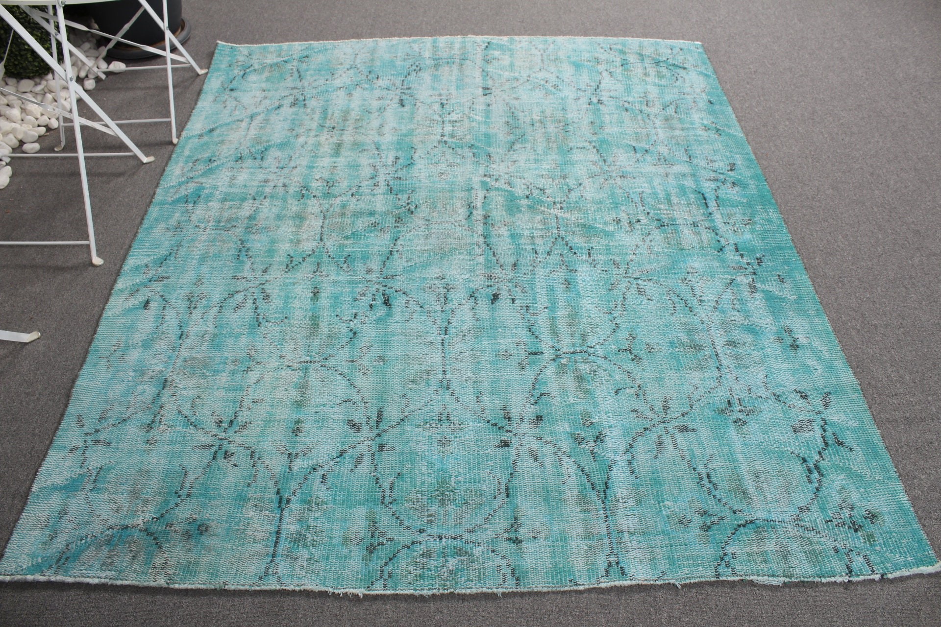 5.5x6.4 ft Alan Halısı, Soğuk Halı, Yatak Odası Halıları, Antika Halı, Yemek Odası Halıları, Mavi Soğuk Halı, Vintage Halı, İç Mekan Halıları, Türk Halısı