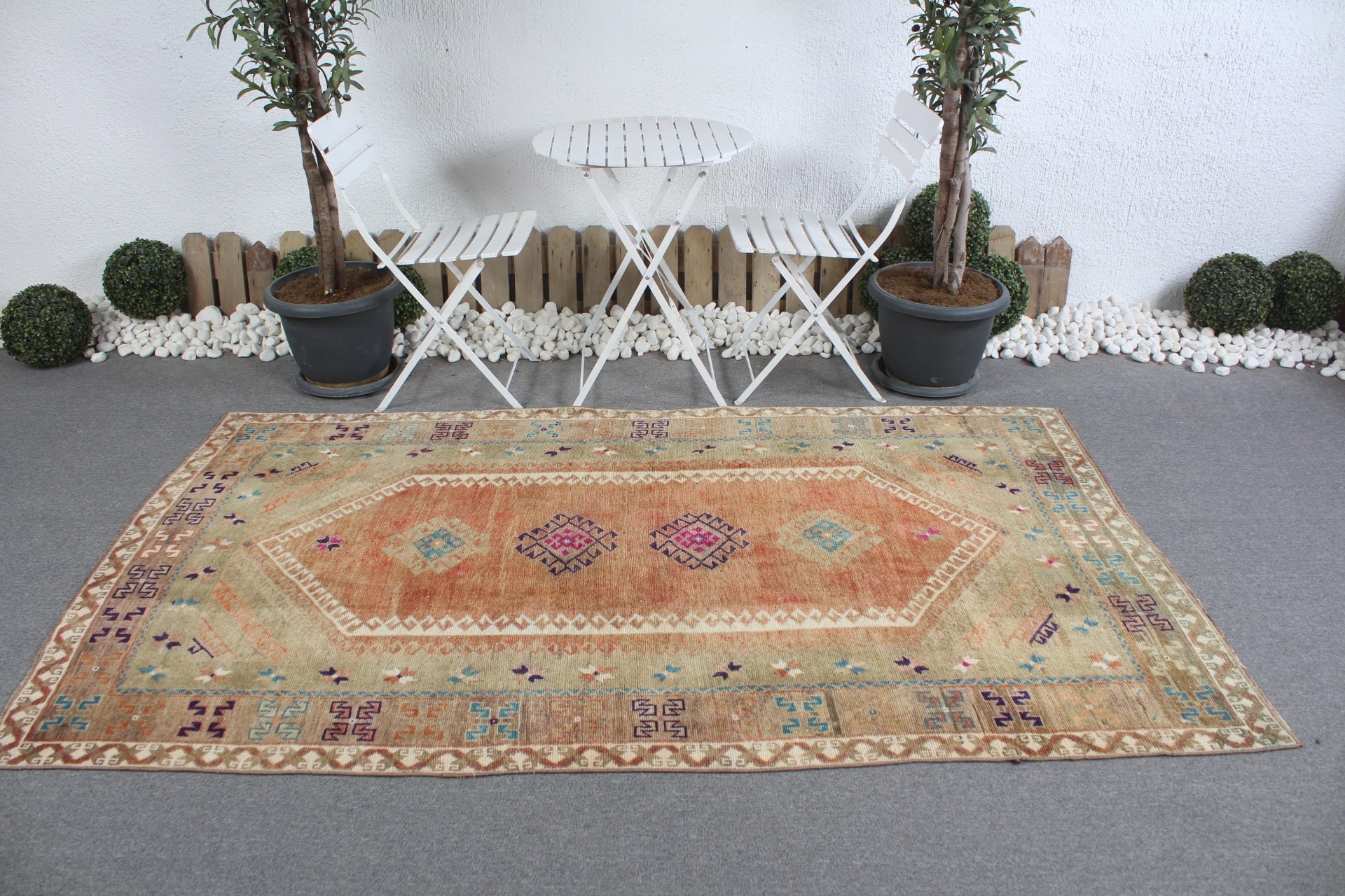 Oushak Rug, Nursery Rug, Natural Rugs, Orange  4.7x7.9 ft Area Rug, Dining Room Rugs, Turkish Rug, Vintage Rug