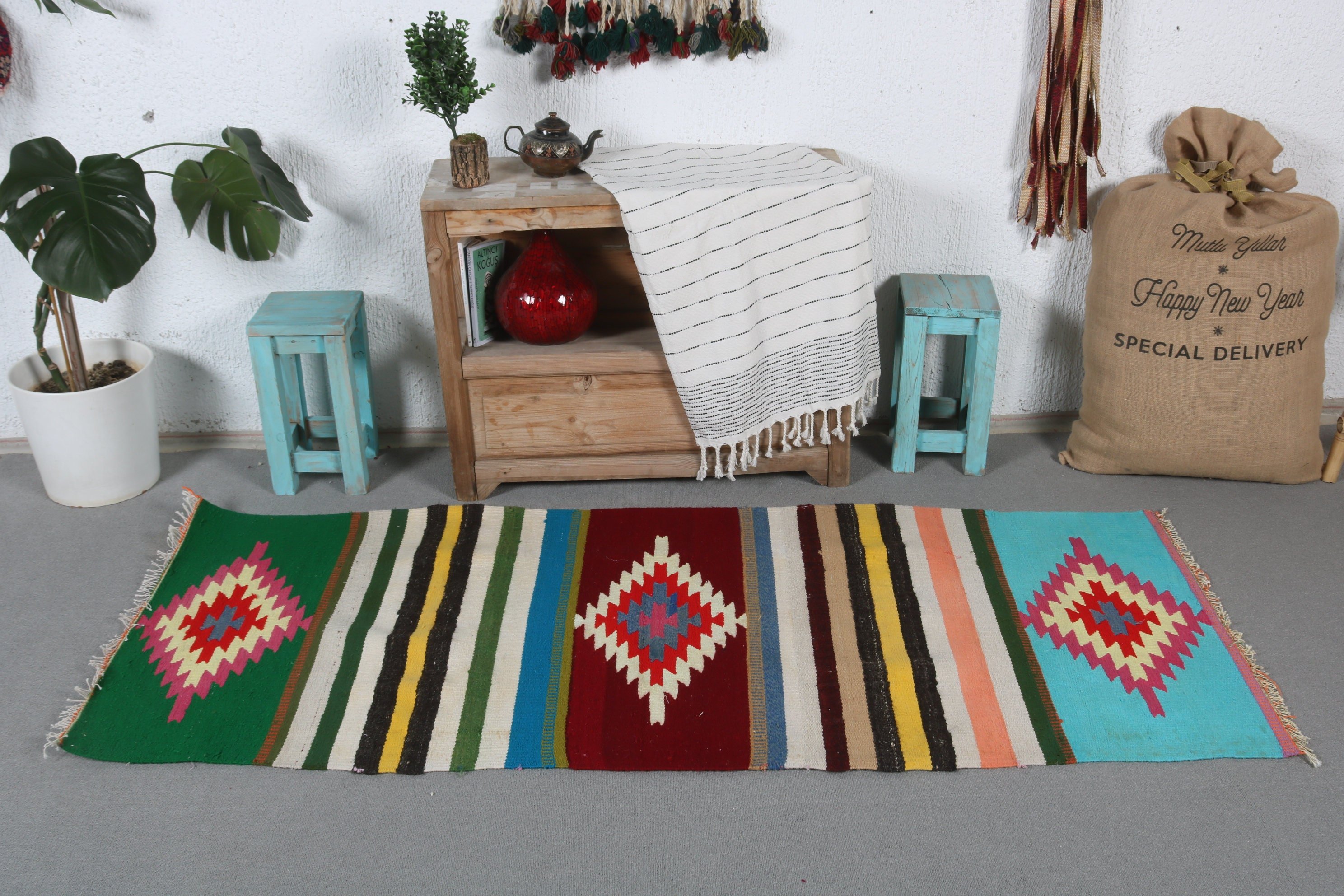 Kilim, Koridor Halısı, Ev Dekorasyonu Halısı, Oushak Halısı, 2,3x6,2 ft Runner Halıları, Merdiven Halıları, Kırmızı Yün Halıları, Vintage Halı, Soluk Halı, Türk Halısı