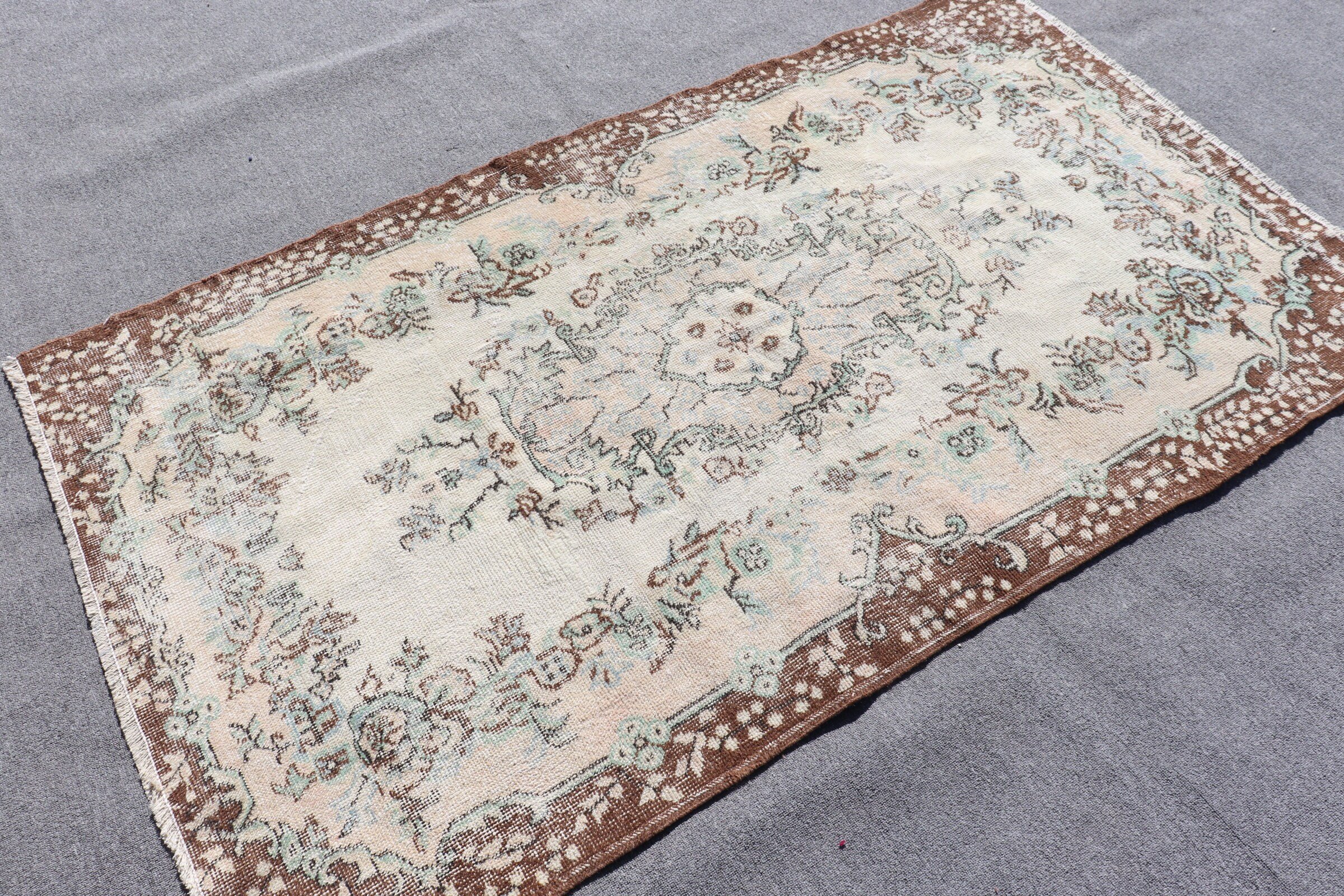 Living Room Rug, Turkish Rug, Aztec Rug, Indoor Rug, Antique Rug, Vintage Rugs, 3.7x6.6 ft Area Rugs, Beige Kitchen Rug, Kitchen Rug