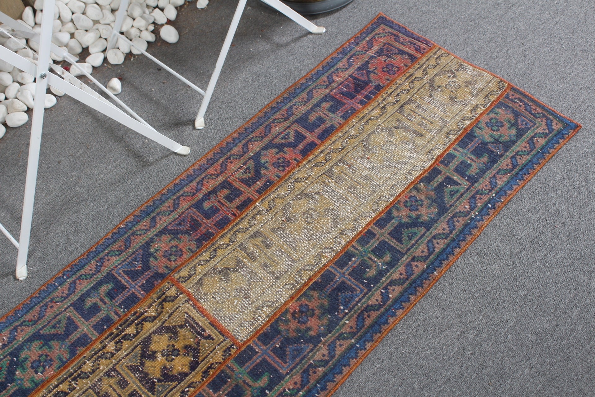 Mavi Oryantal Halı, 1.9x5.8 ft Runner Halıları, Oushak Halısı, Vintage Halılar, Koridor Halısı, Koridor Halısı, Oryantal Halısı, Kabile Halıları, Türk Halısı