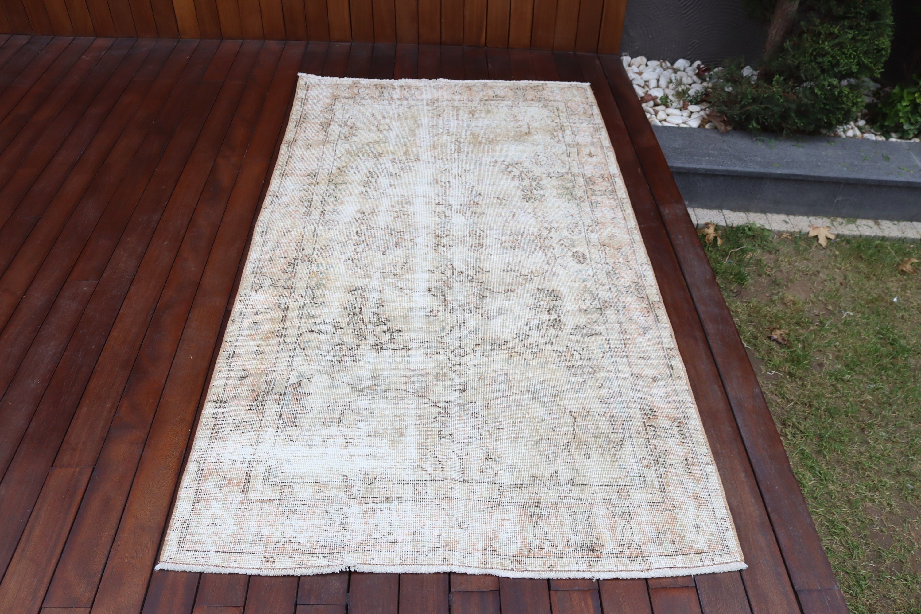 Bedroom Rug, Vintage Rug, Oriental Rug, Boho Area Rugs, Artistic Rugs, Beige  3.7x6.6 ft Area Rug, Indoor Rugs, Turkish Rugs