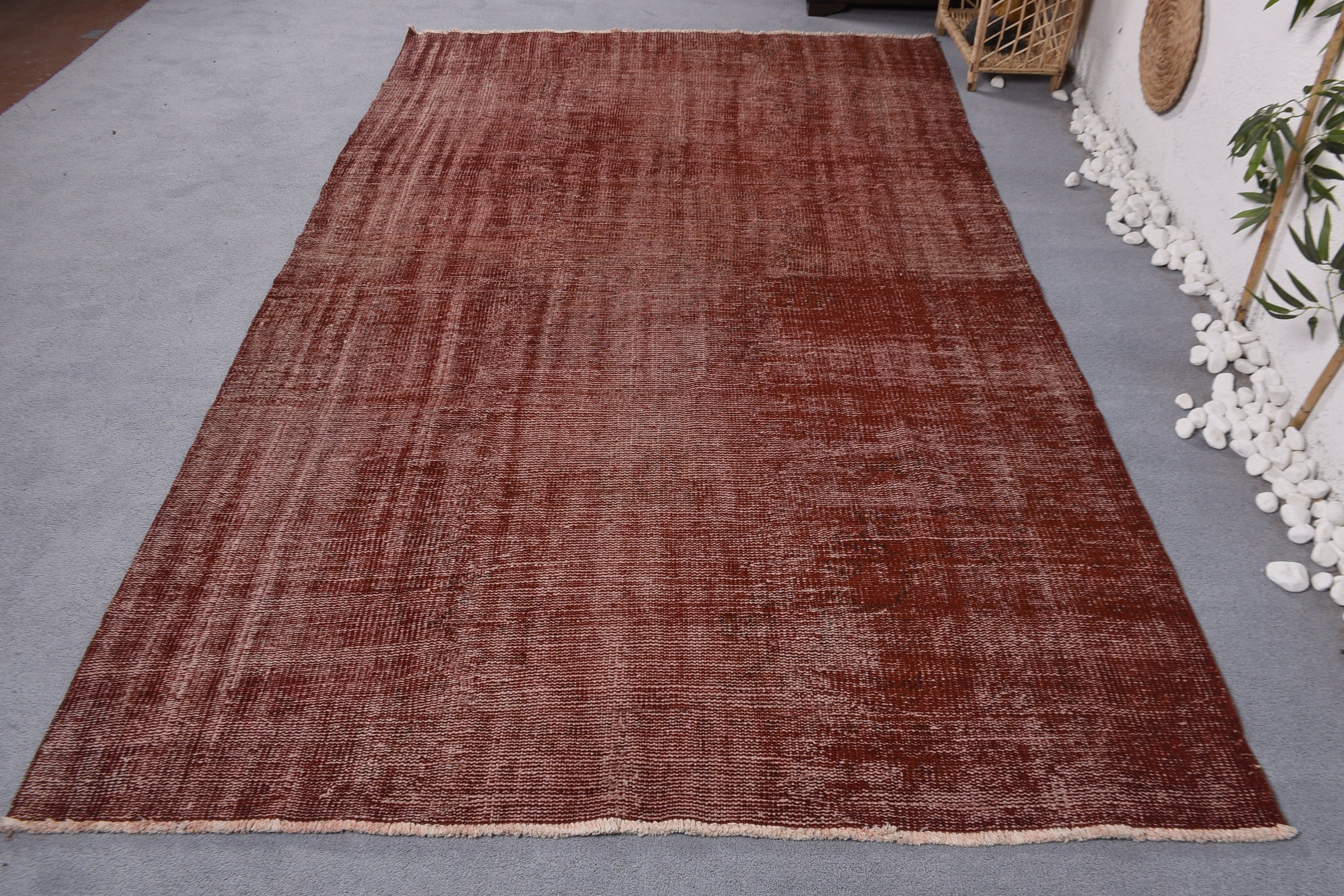 Turkish Rugs, Bedroom Rug, Vintage Rugs, Floor Rugs, Dining Room Rugs, Pale Rugs, Living Room Rug, 5.6x9.2 ft Large Rug, Red Oushak Rugs