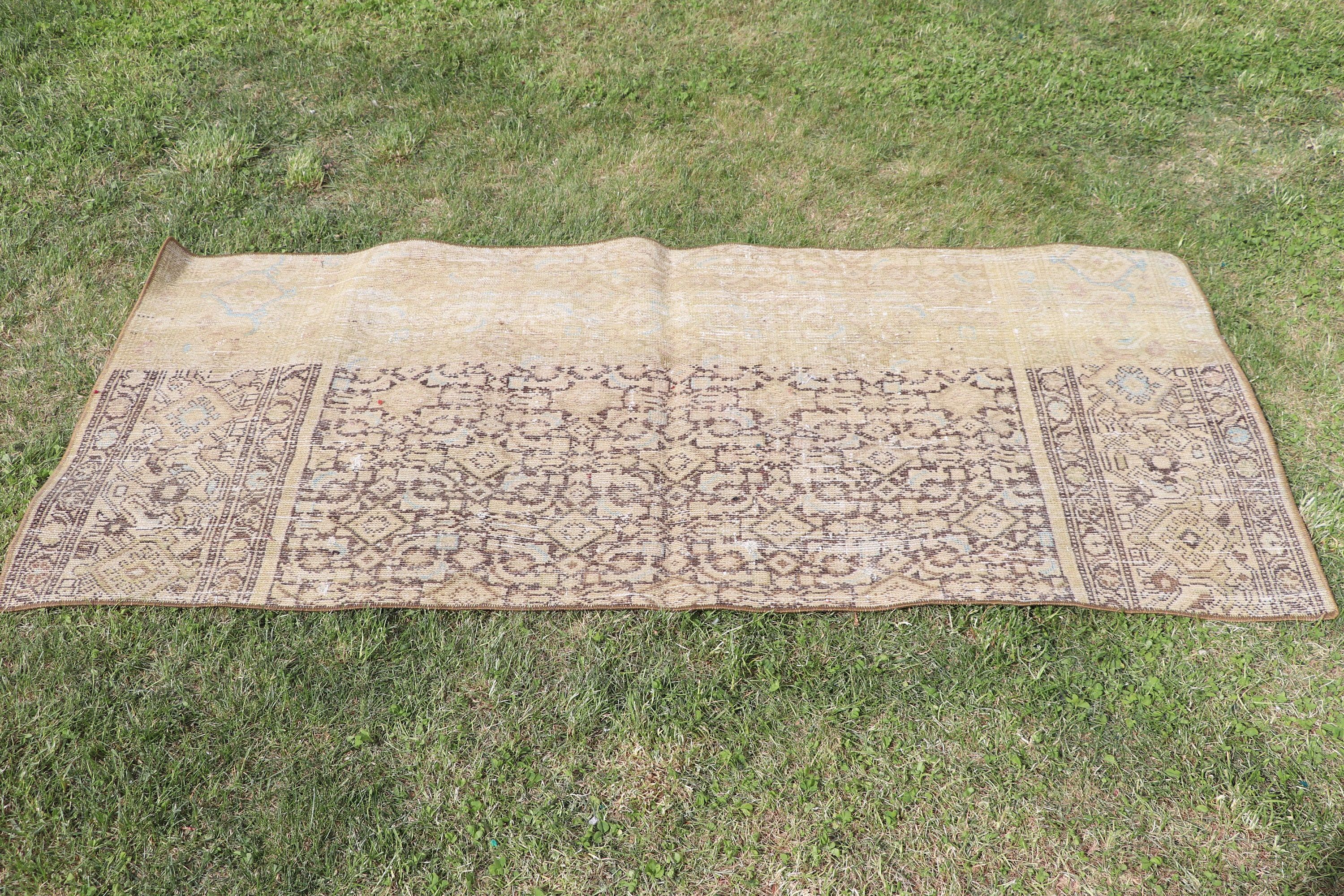 Bath Rug, Handwoven Rugs, Beige  2.4x5.2 ft Small Rugs, Small Vintage Rug, Vintage Rug, Antique Rug, Turkish Rug, Bedroom Rug