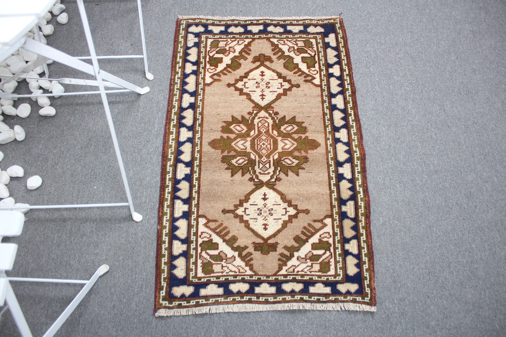 Giriş Halısı, Havalı Halılar, Mutfak Halıları, Kahverengi Zemin Halısı, Mutfak Halısı, Türk Halıları, Vintage Halı, Sanat Halıları, 2x3,2 ft Küçük Halı, Yatak Odası Halısı