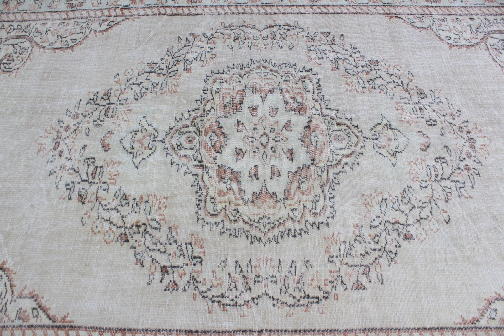 Türk Halıları, 5.8x9.4 ft Büyük Halılar, El Yapımı Halı, Oturma Odası Halıları, Mutfak Halısı, Bej Oryantal Halılar, Vintage Halı, Salon Halıları, Yün Halılar