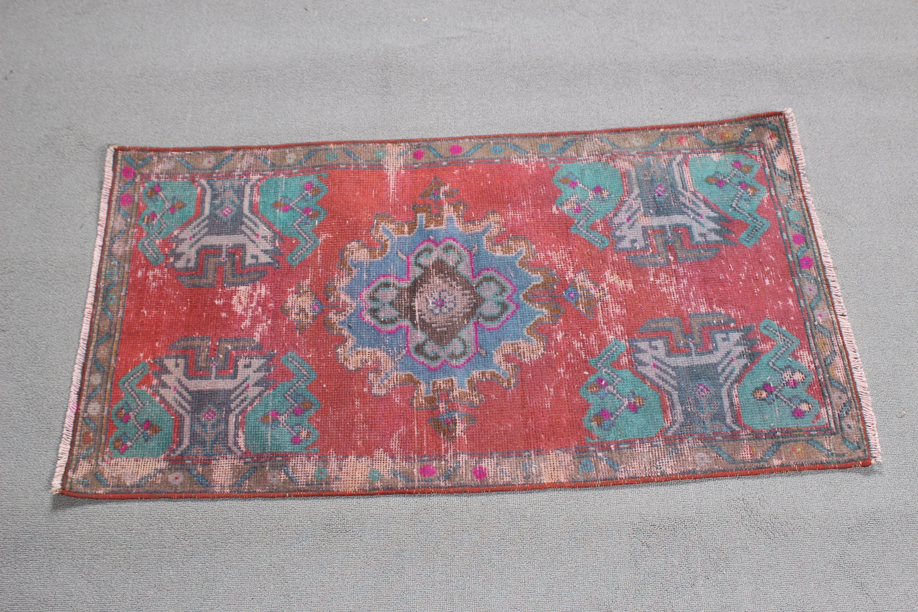 Kitchen Rugs, Red Cool Rug, Turkish Rug, Entry Rug, 1.7x3.3 ft Small Rugs, Neutral Rug, Vintage Rugs, Oushak Rugs, Rugs for Kitchen