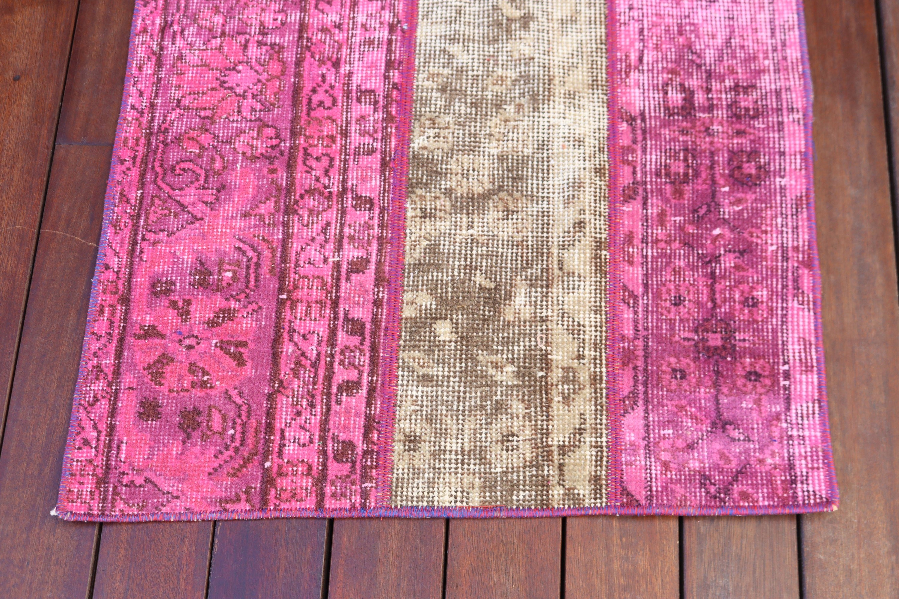 Turkish Rugs, Vintage Rug, Handwoven Rug, Aztec Rugs, Pink Moroccan Rug, 2x3.8 ft Small Rugs, Small Boho Rug, Nursery Rugs, Bedroom Rugs