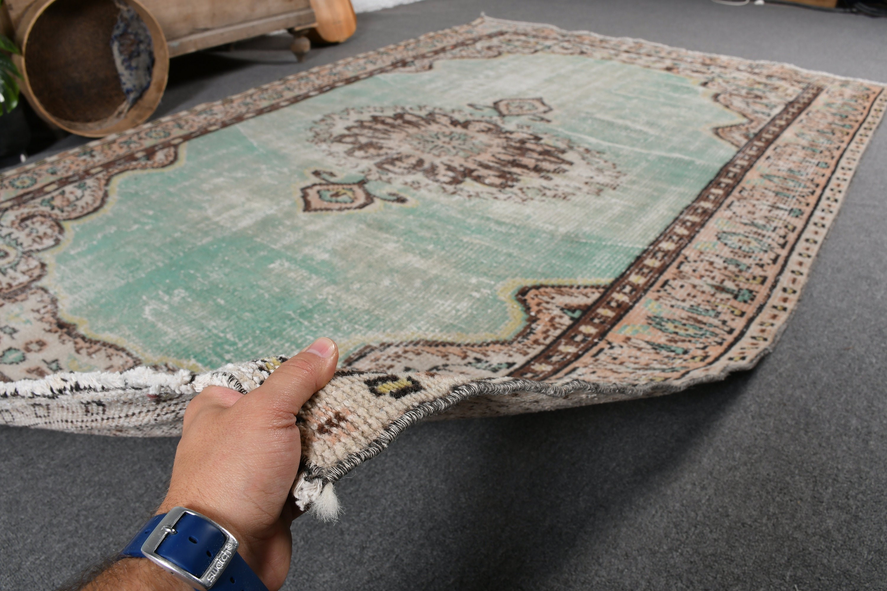 Moroccan Rug, Vintage Rug, Green Anatolian Rug, Anatolian Rug, Turkish Rug, Living Room Rug, Dining Room Rug, 5.6x8.8 ft Large Rugs