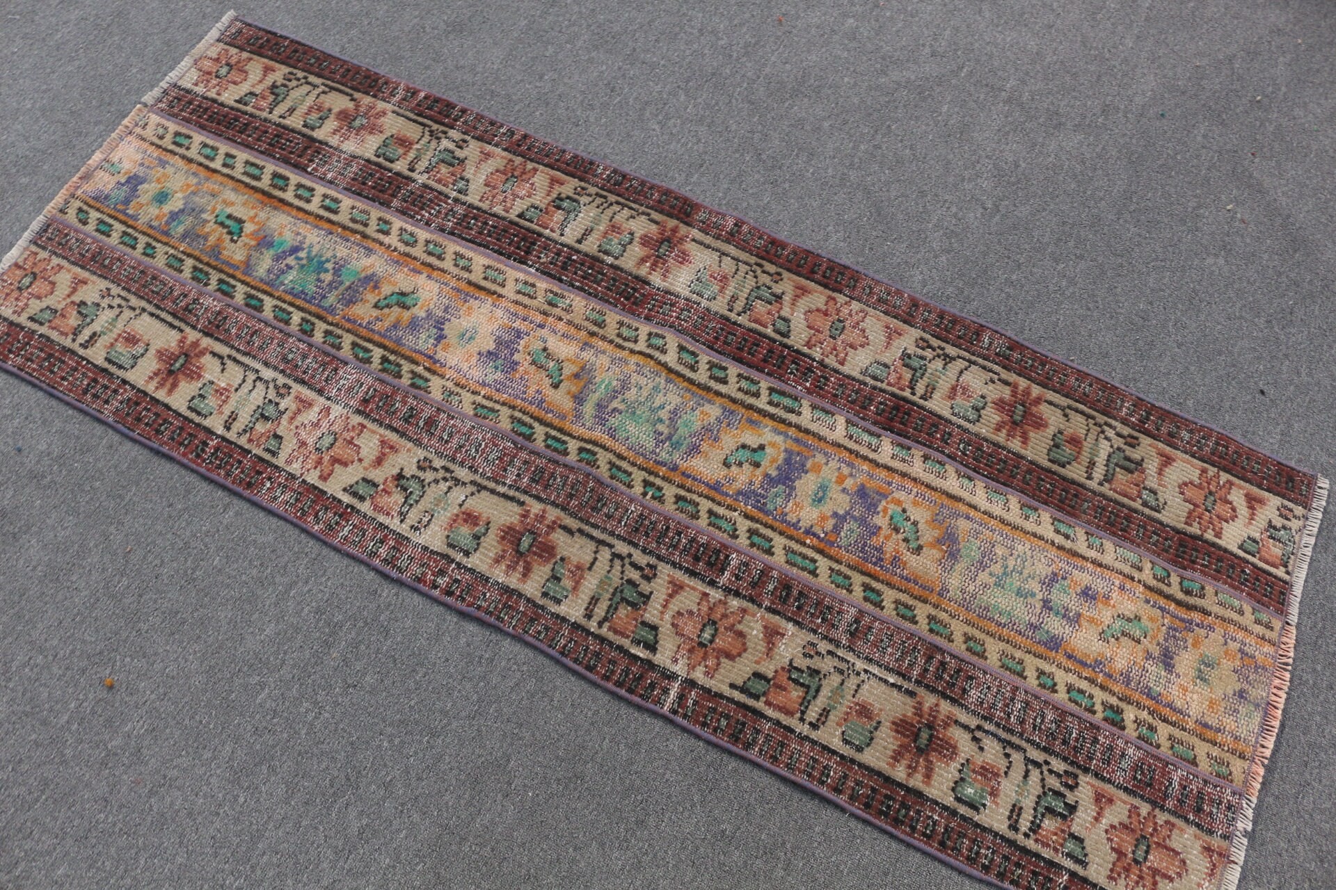 Vintage Rug, 2.1x5.5 ft Runner Rugs, Outdoor Rug, Anatolian Rug, Turkish Rug, Oriental Rug, Orange Bedroom Rug, Rugs for Stair, Hallway Rug