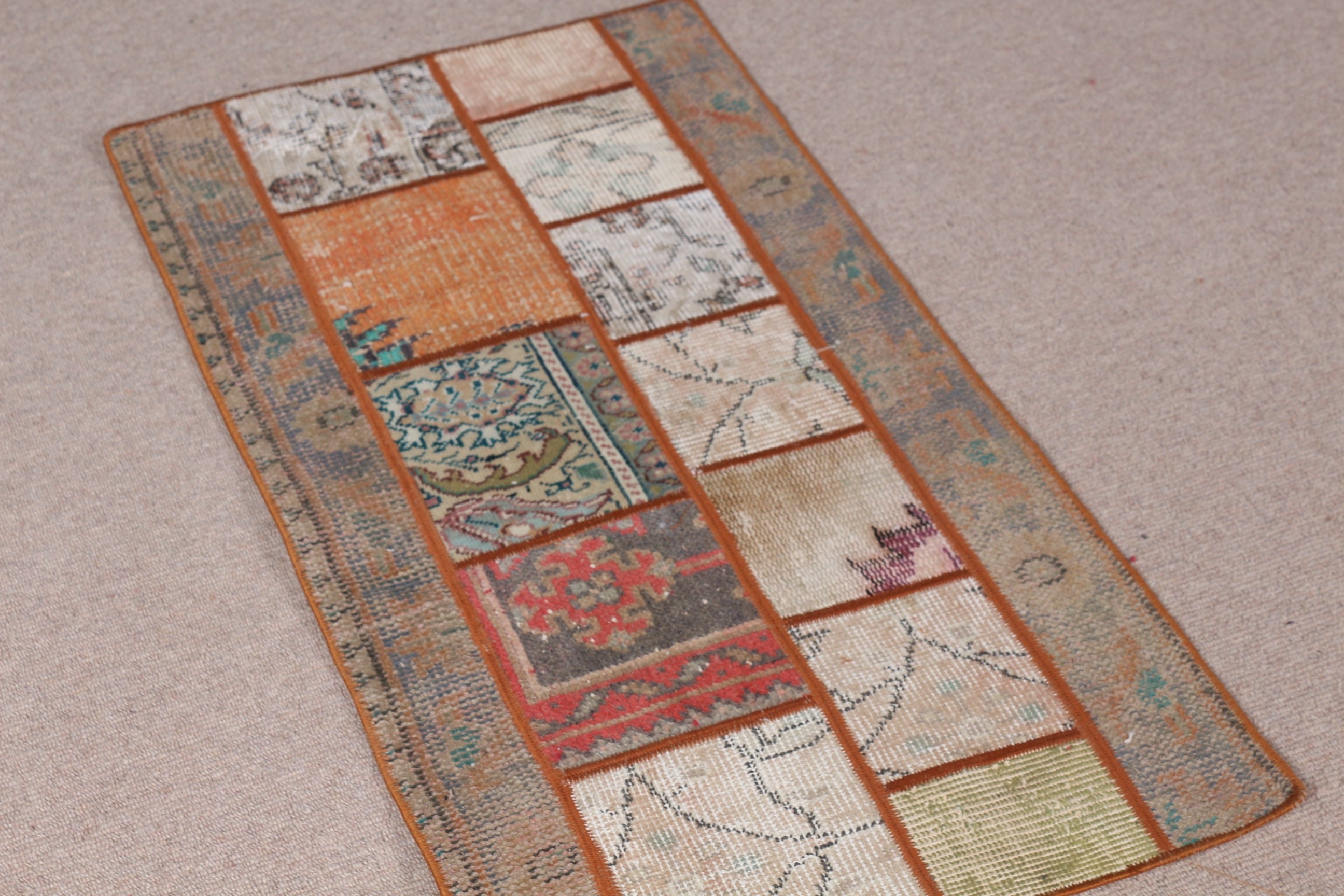 Oriental Rugs, Brown Moroccan Rug, Vintage Rug, Pastel Rug, 1.7x3.2 ft Small Rug, Door Mat Rug, Bathroom Rugs, Turkish Rug, Home Decor Rug