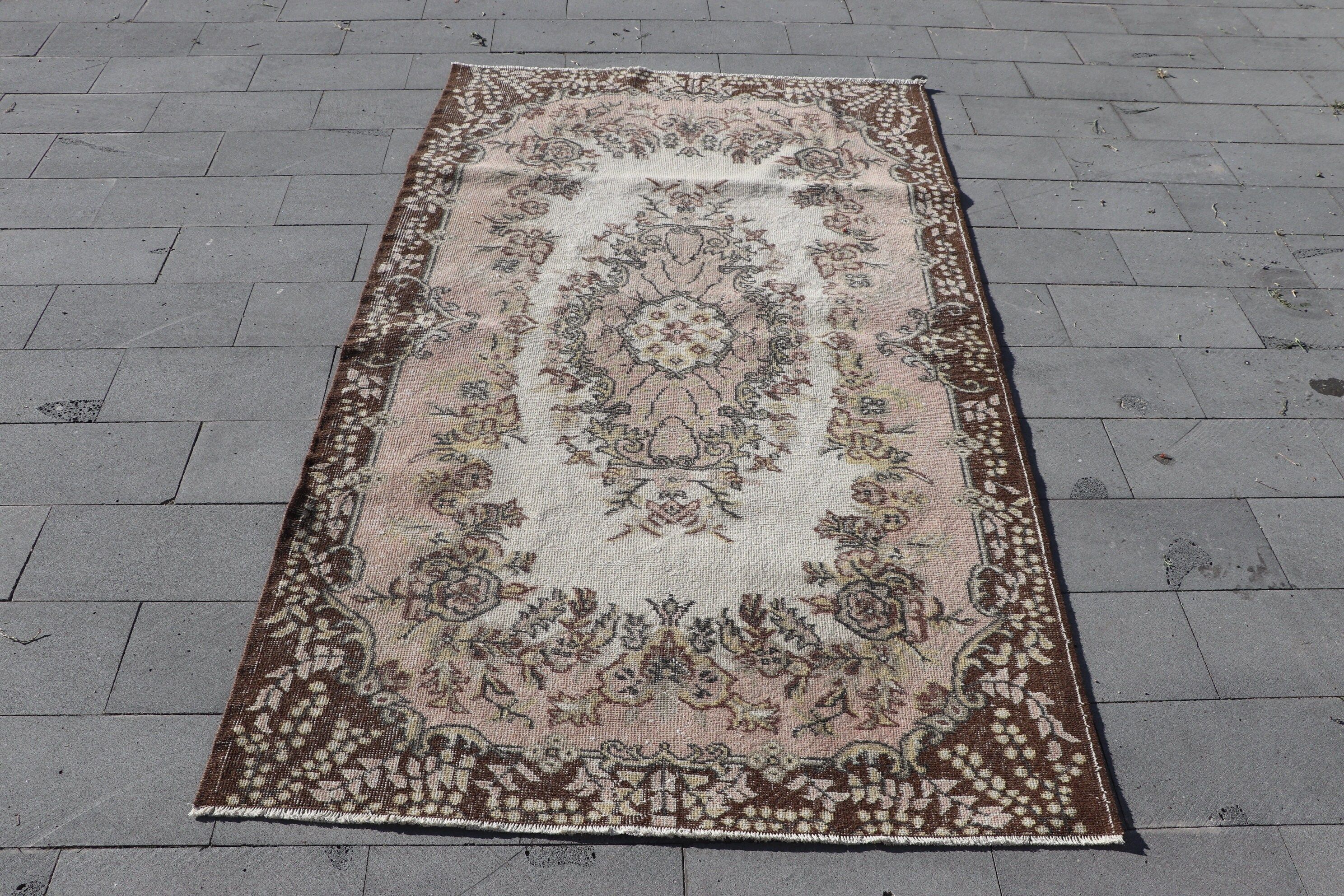 Vintage Halı, Kahverengi Ev Dekorasyonu Halısı, Ev Dekorasyonu Halısı, Yatak Odası Halısı, 4x6.9 ft Alan Halıları, İç Mekan Halıları, Yer Halıları, Türk Halıları, Antika Halı