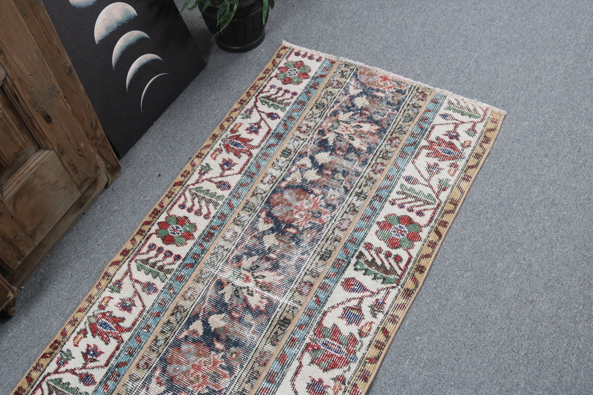 Modern Rugs, Entry Rug, Beige  2.3x5.6 ft Small Rug, Vintage Rug, Luxury Rugs, Turkish Rug, Door Mat Rugs