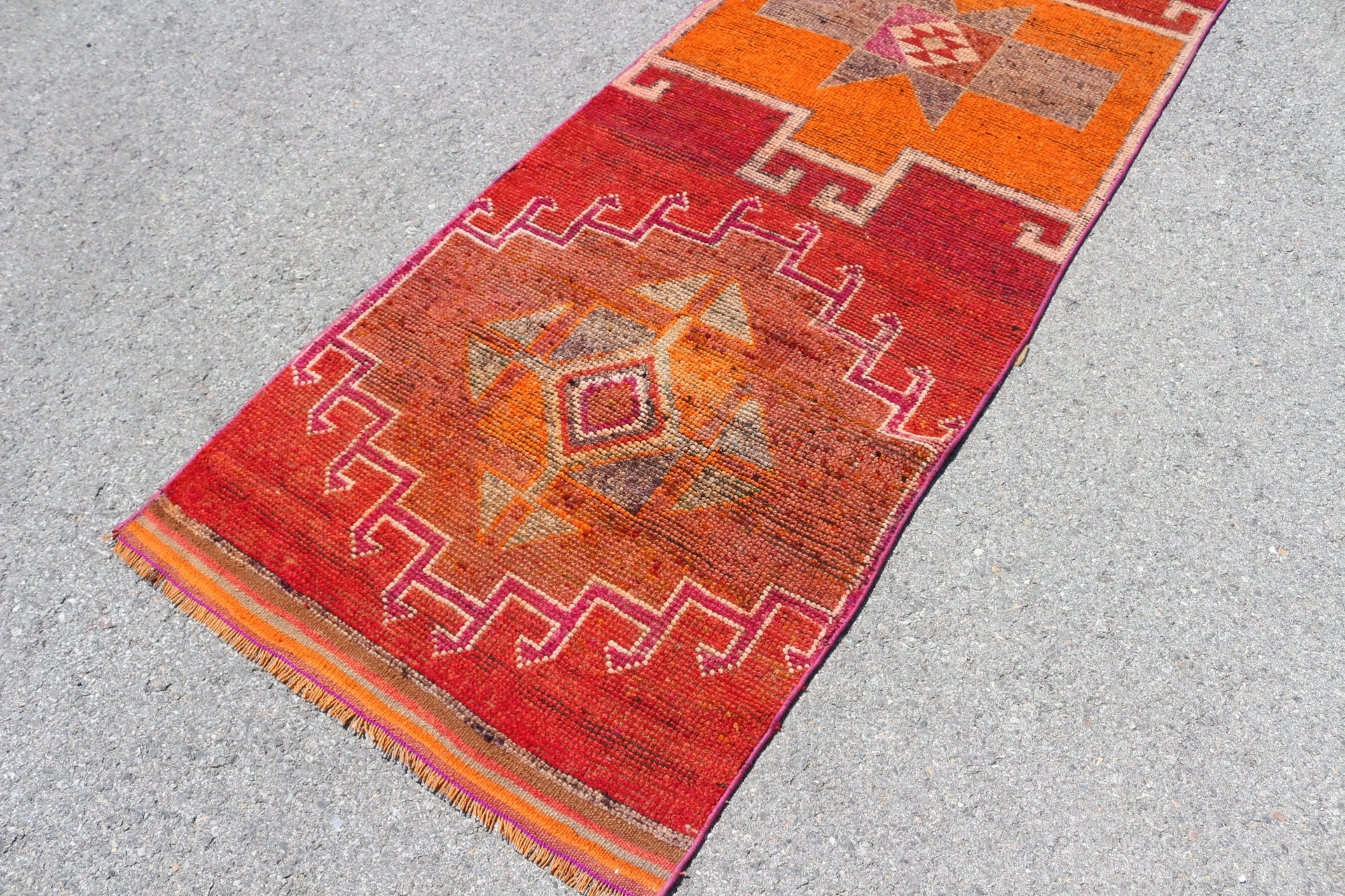 Kırmızı Fas Halısı, 3x11.1 ft Runner Halısı, Vintage Halı, Runner Halıları, Koridor Halısı, Türk Halısı, Yün Halıları, Ofis Halıları