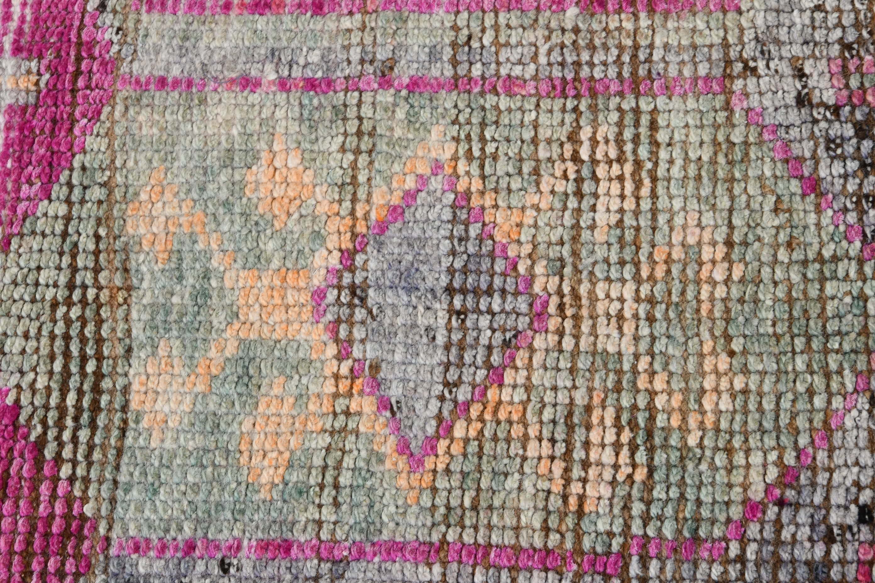 Vintage Rug, Bohemian Rugs, Turkish Rugs, Hallway Rug, Pink Floor Rug, 2.9x11.7 ft Runner Rugs, Rugs for Hallway, Wool Rug, Antique Rug