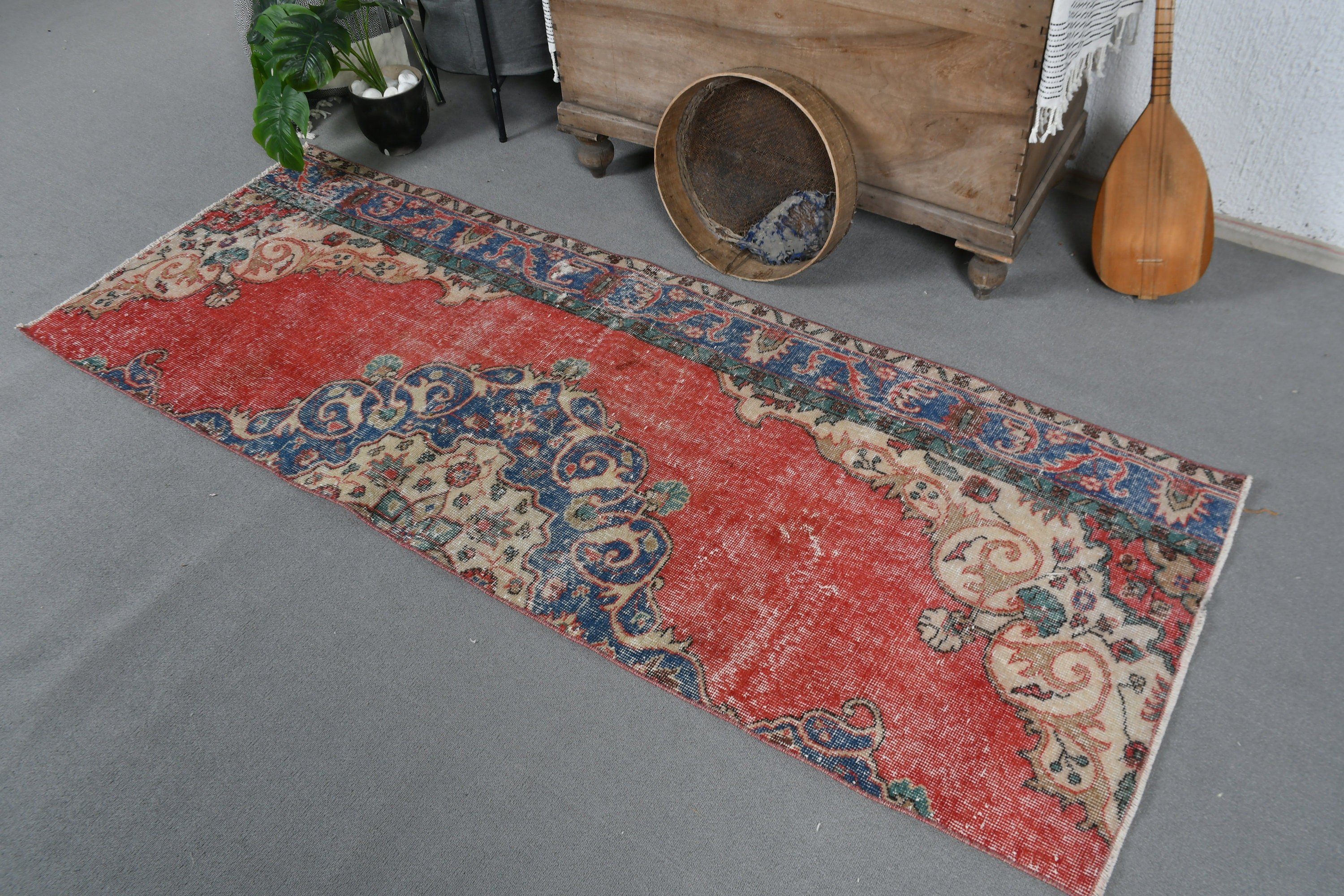 Old Rug, Red Home Decor Rug, Kitchen Rug, Rugs for Hallway, Vintage Rug, Hallway Rug, Anatolian Rugs, 2.6x7.2 ft Runner Rug, Turkish Rug