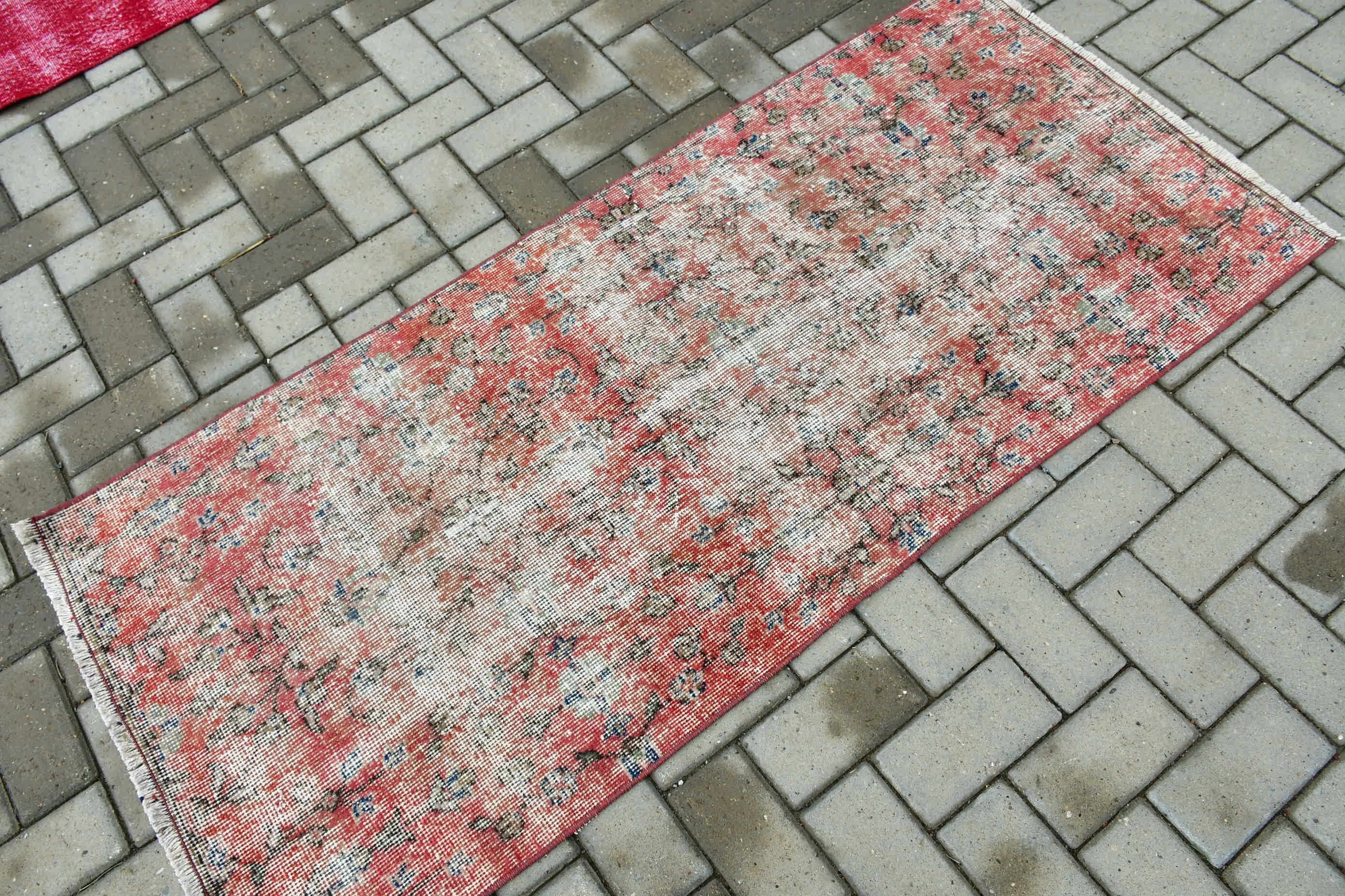 Wool Rug, Rugs for Wall Hanging, Vintage Rug, Red Cool Rug, Turkish Rug, 2.4x5.3 ft Small Rug, Home Decor Rug, Entry Rugs, Door Mat Rug