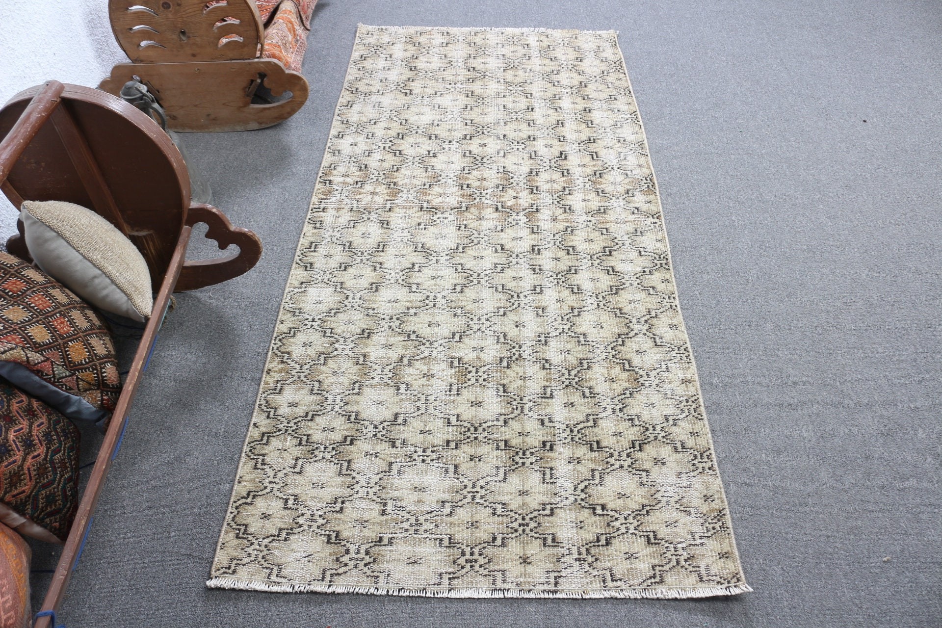 Vintage Rug, Bedroom Rug, Entry Rug, Beige Cool Rugs, Turkish Rugs, Oriental Rug, 3x6.2 ft Accent Rugs, Rugs for Entry, Anatolian Rug